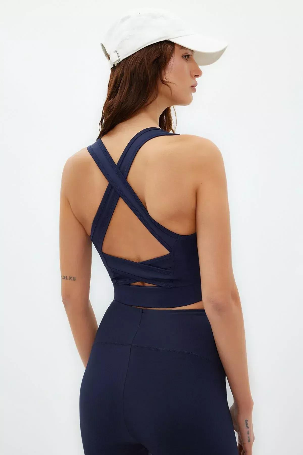 Navy Square Collar Sports Bra, C101_1628, large image number 5