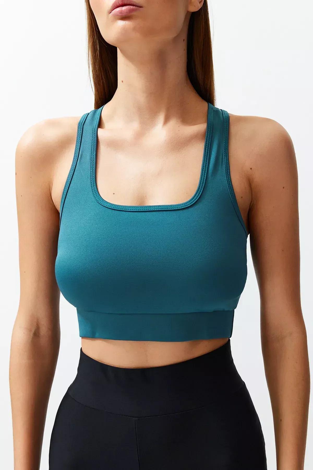 Blue Plain Sports Bra, Oil, large image number 3