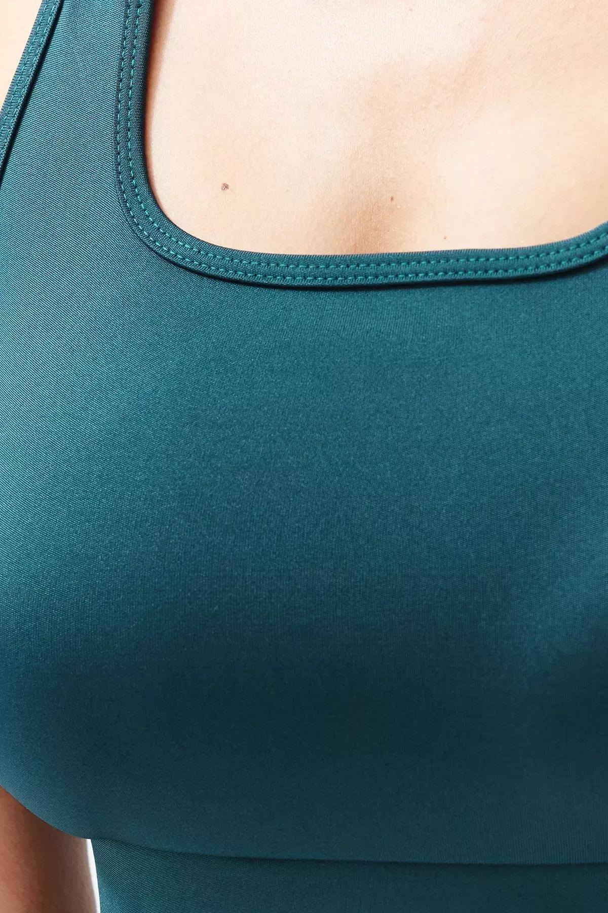 Blue Plain Sports Bra, Oil, large image number 4