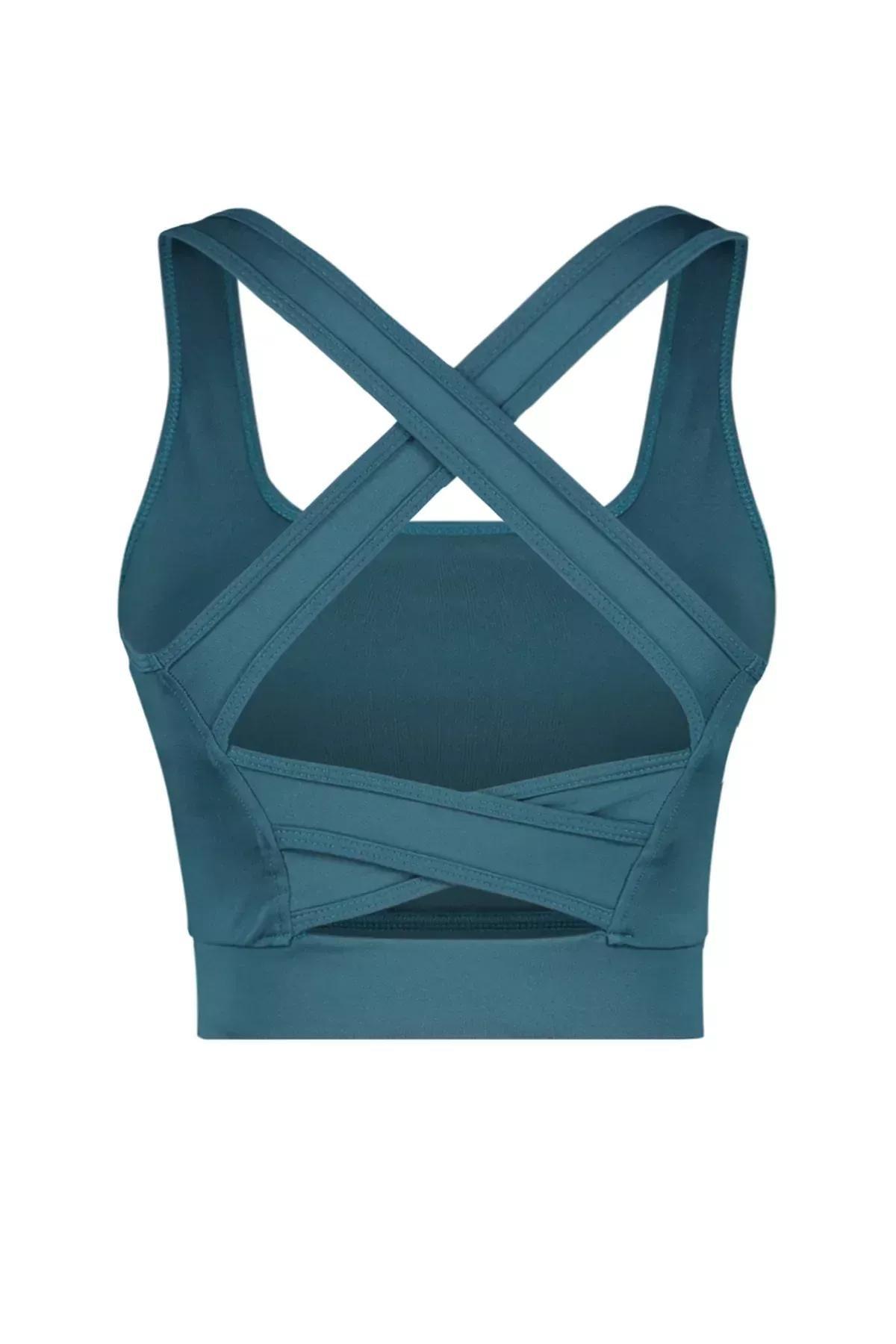 Blue Plain Sports Bra, Oil, large image number 6