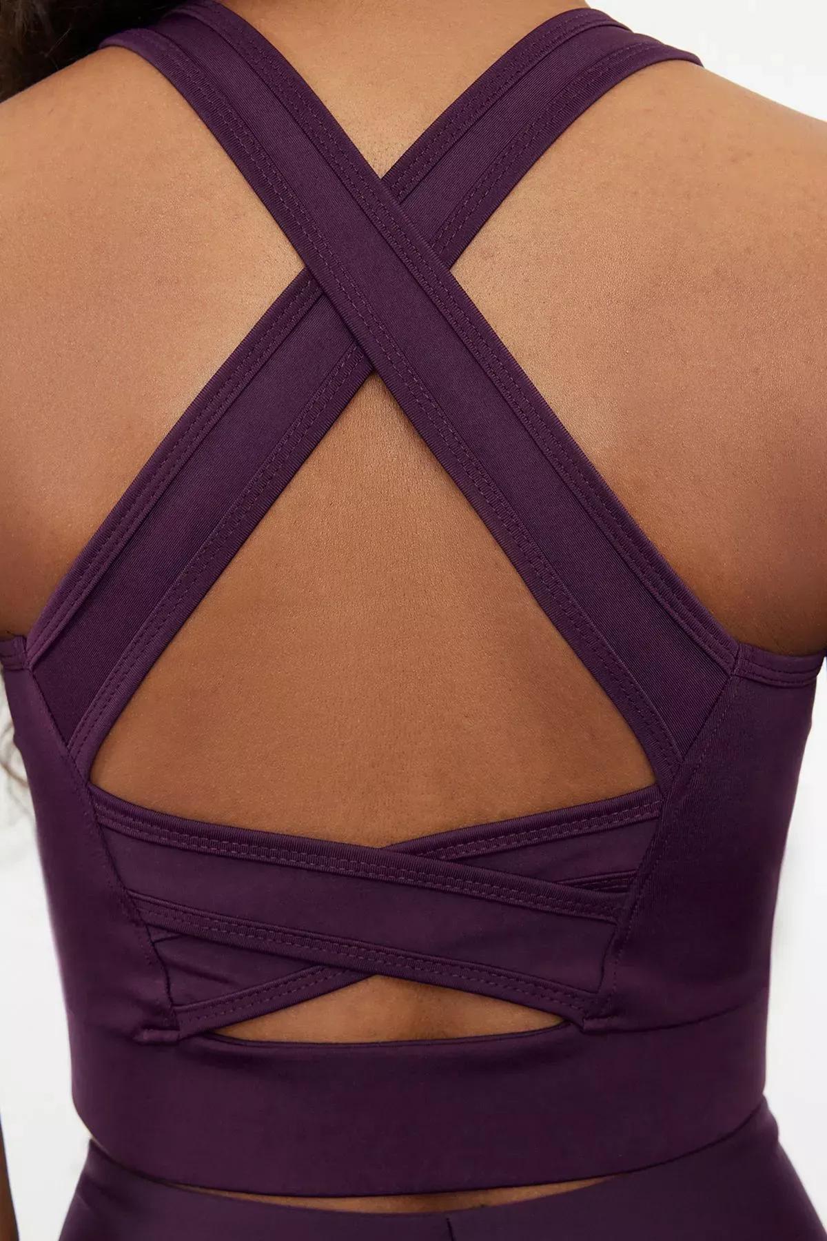 Purple Square Neck Sports Bra, Plum, medium