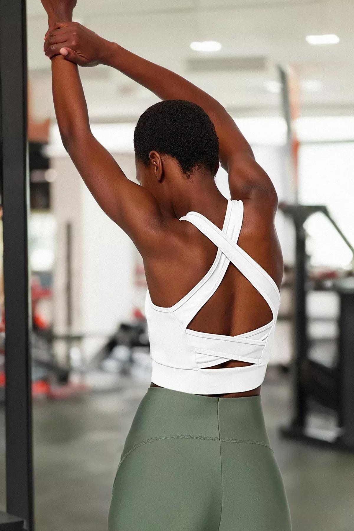 White Plain Sports Bra, White, medium