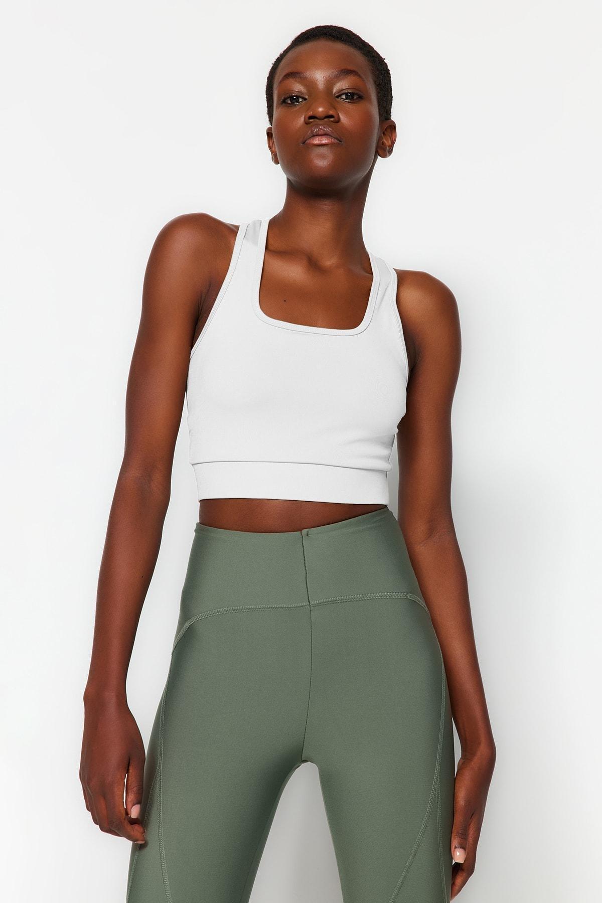 White Plain Sports Bra, White, medium