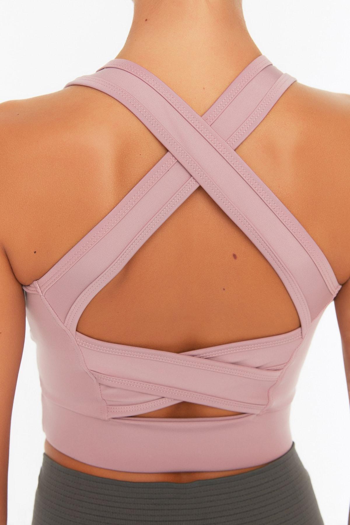Pink Back Crossover Sports Bra, , large image number 3