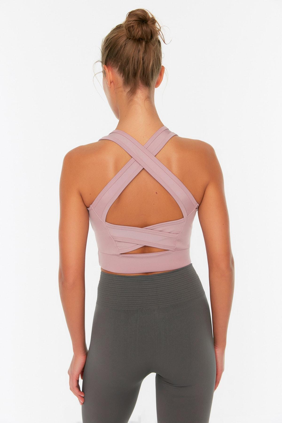 Pink Back Crossover Sports Bra, , large image number 4