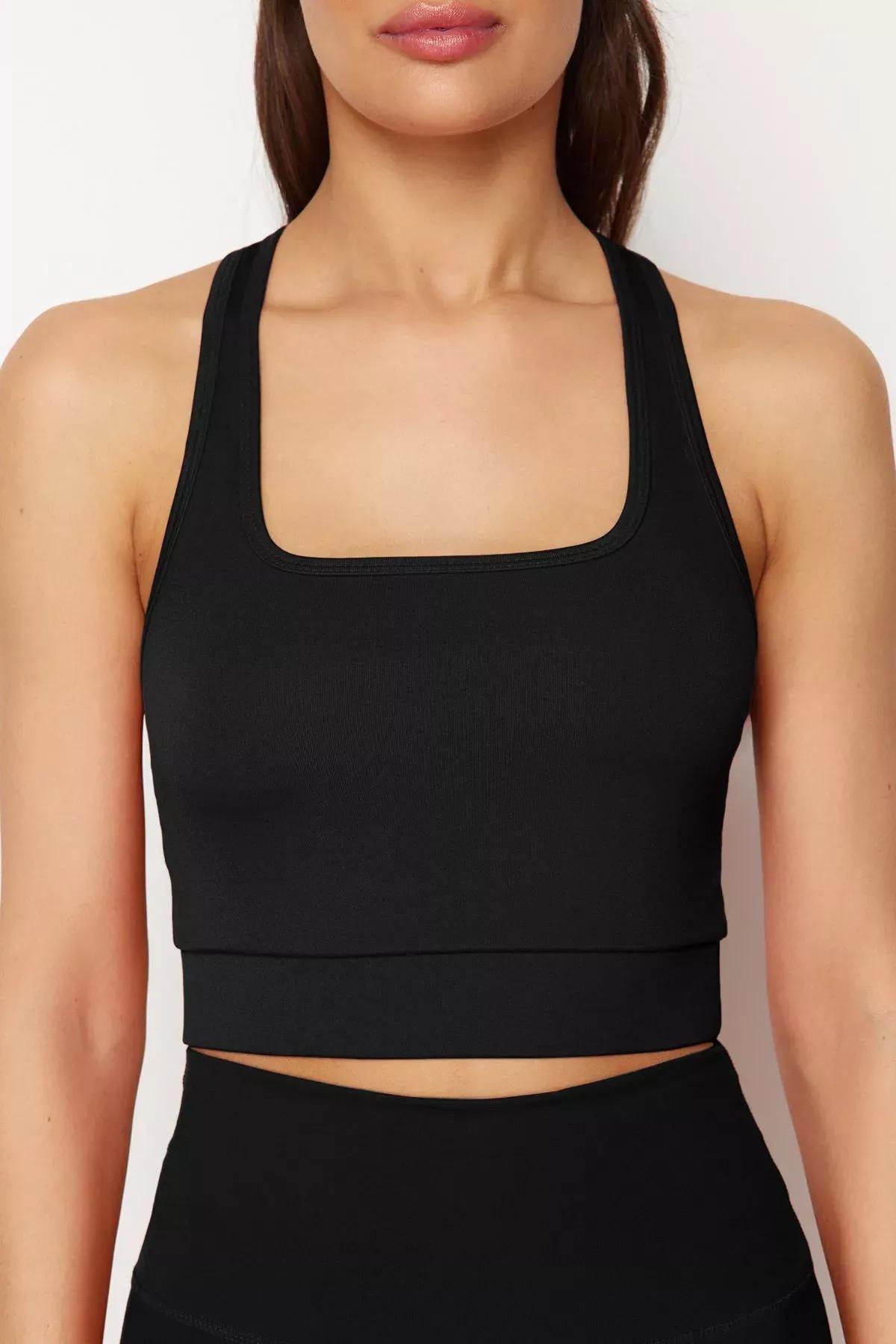 Black Plain Sports Bra, Black, large image number 2