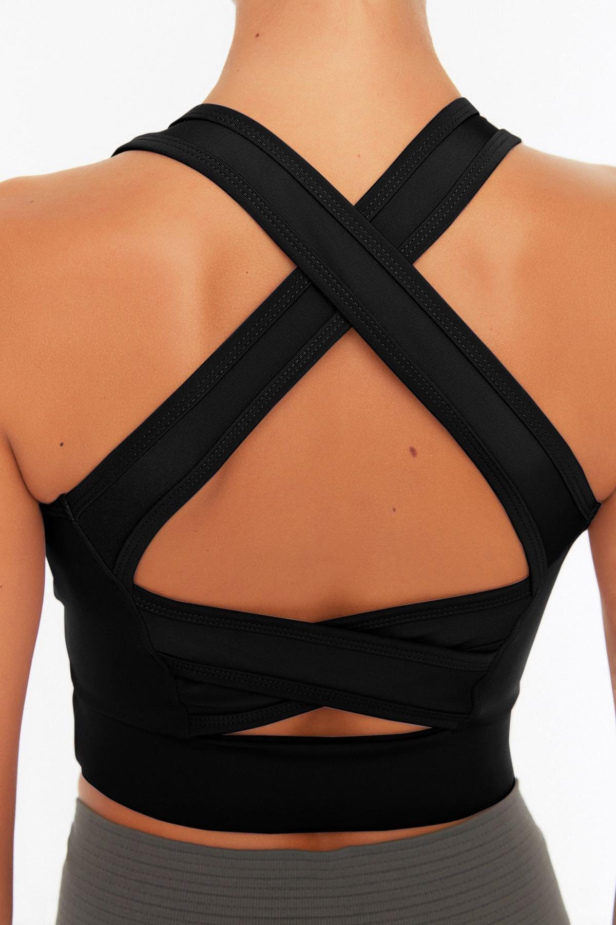 Black Plain Sports Bra, , large image number 3