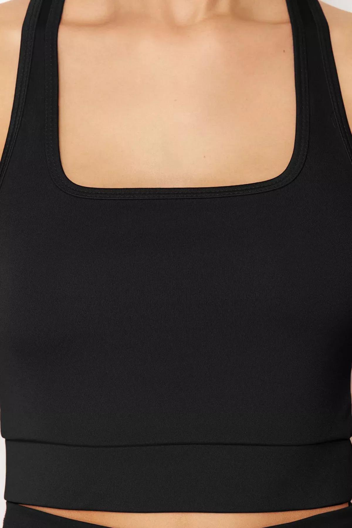 Black Plain Sports Bra, Black, large image number 4