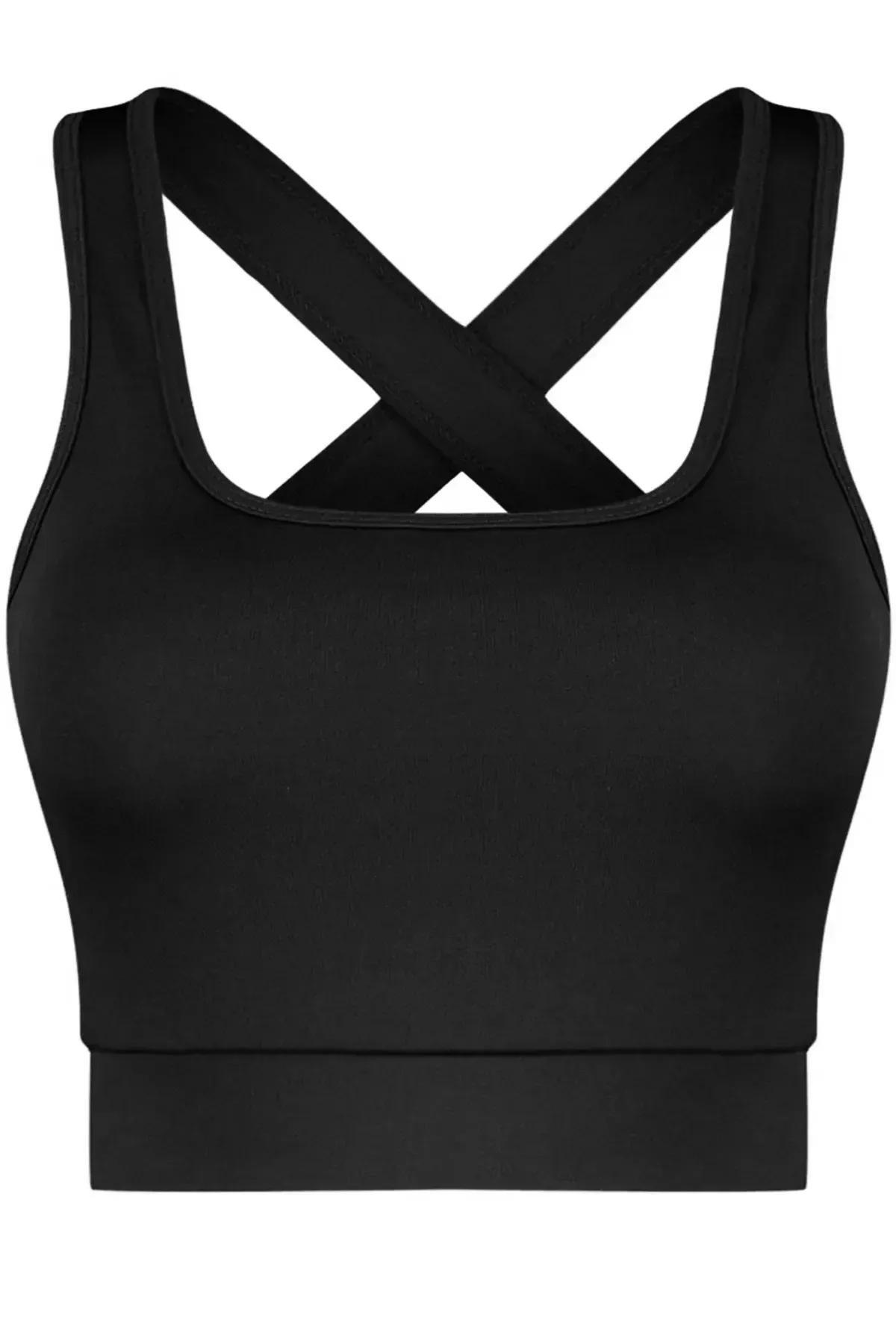 Black Plain Sports Bra, Black, large image number 7