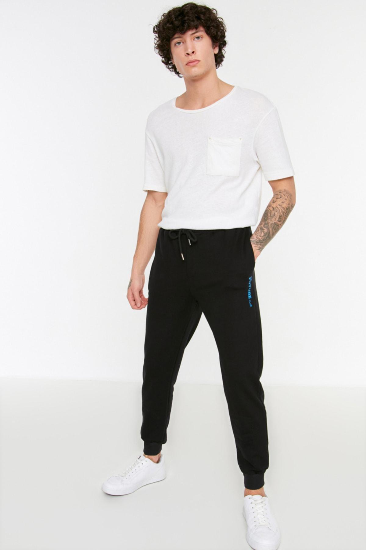 Black Joggers Sweatpants, Black, large image number 0