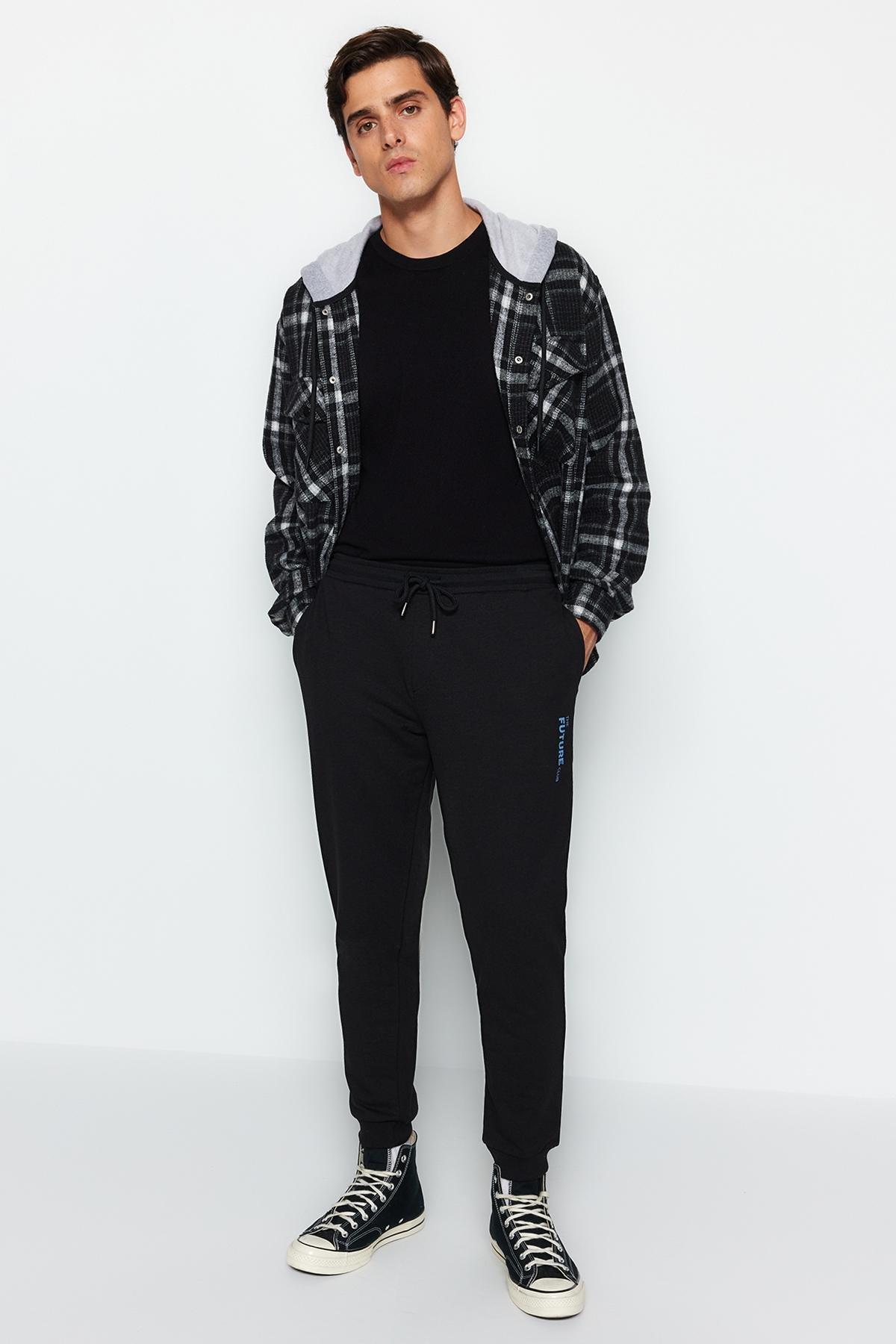 Black Joggers Sweatpants, Black, large image number 1