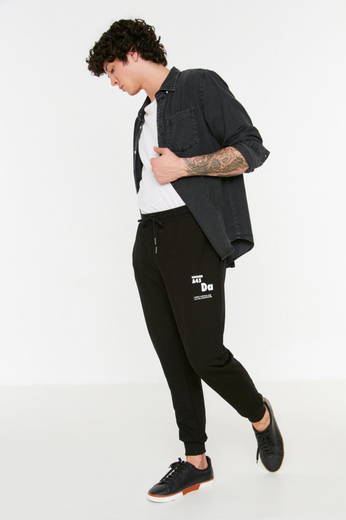 Black Joggers Sweatpants, Black, large image number 0