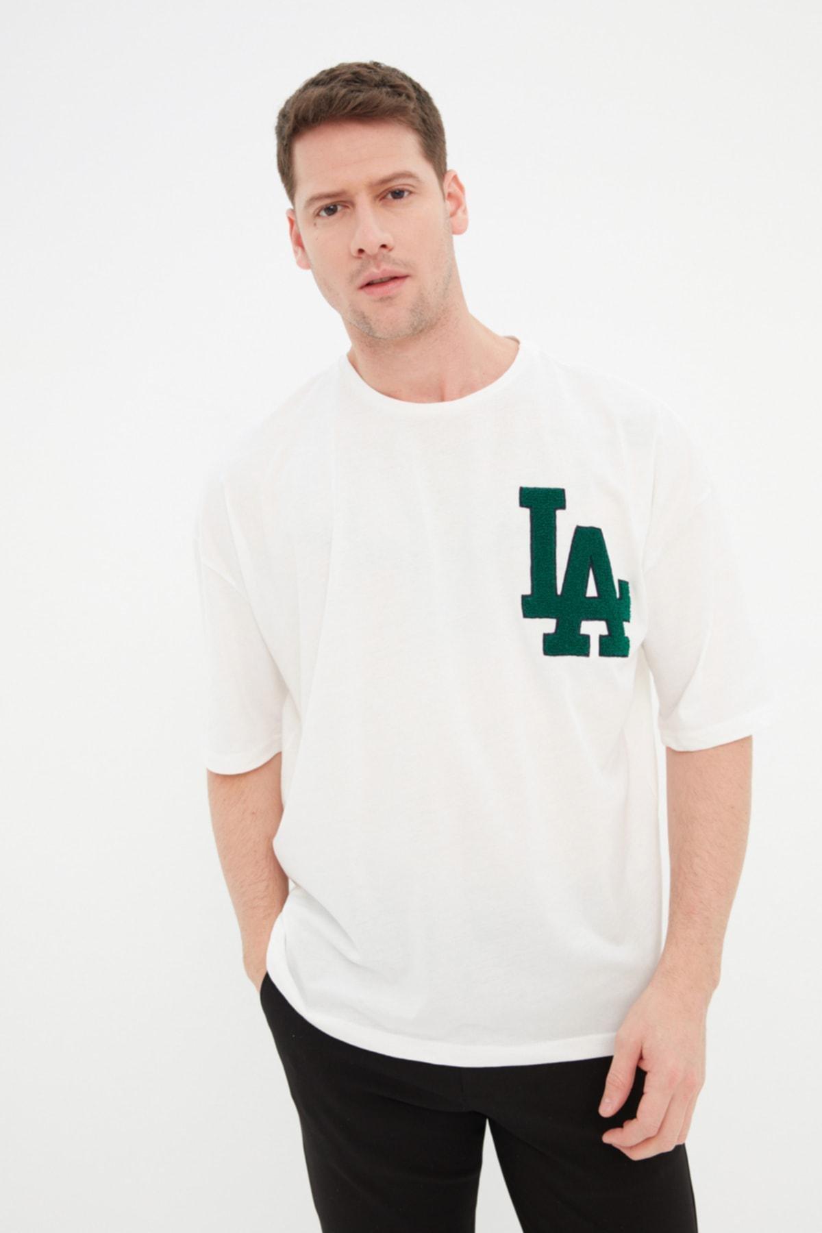 Ecru Printed Oversize T-Shirt, , large image number 0