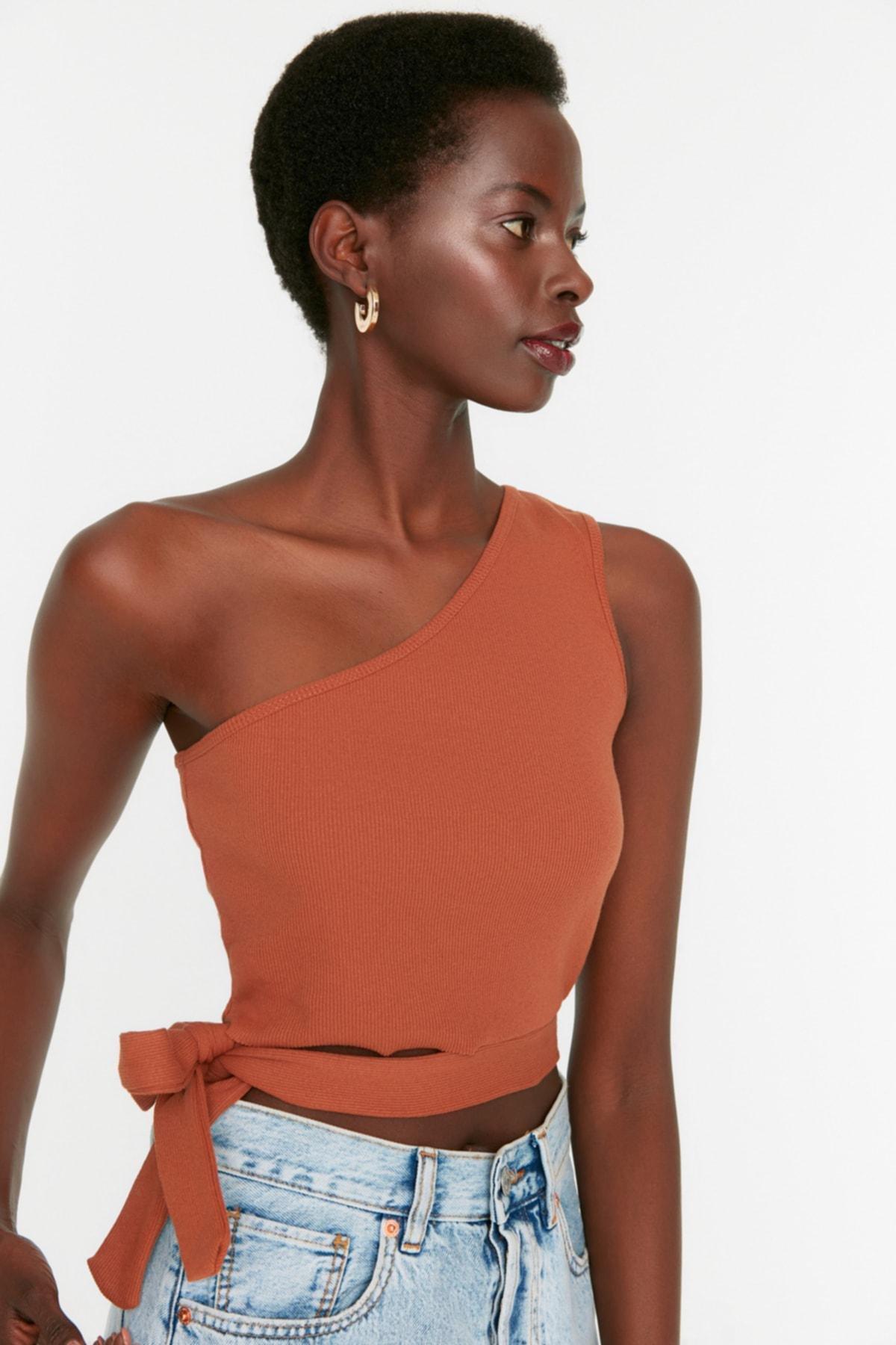 Brown Slim Blouse, , large image number 0