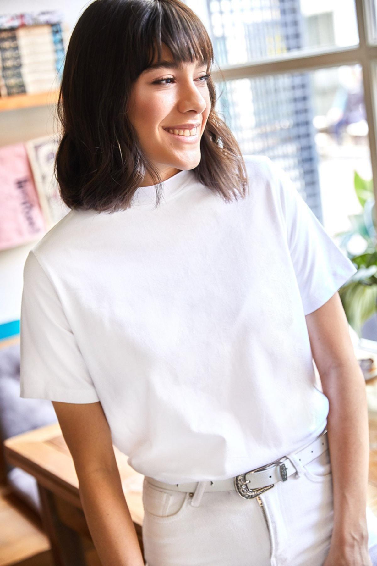 White Soft Textured Knitted T-Shirt, White, large image number 1