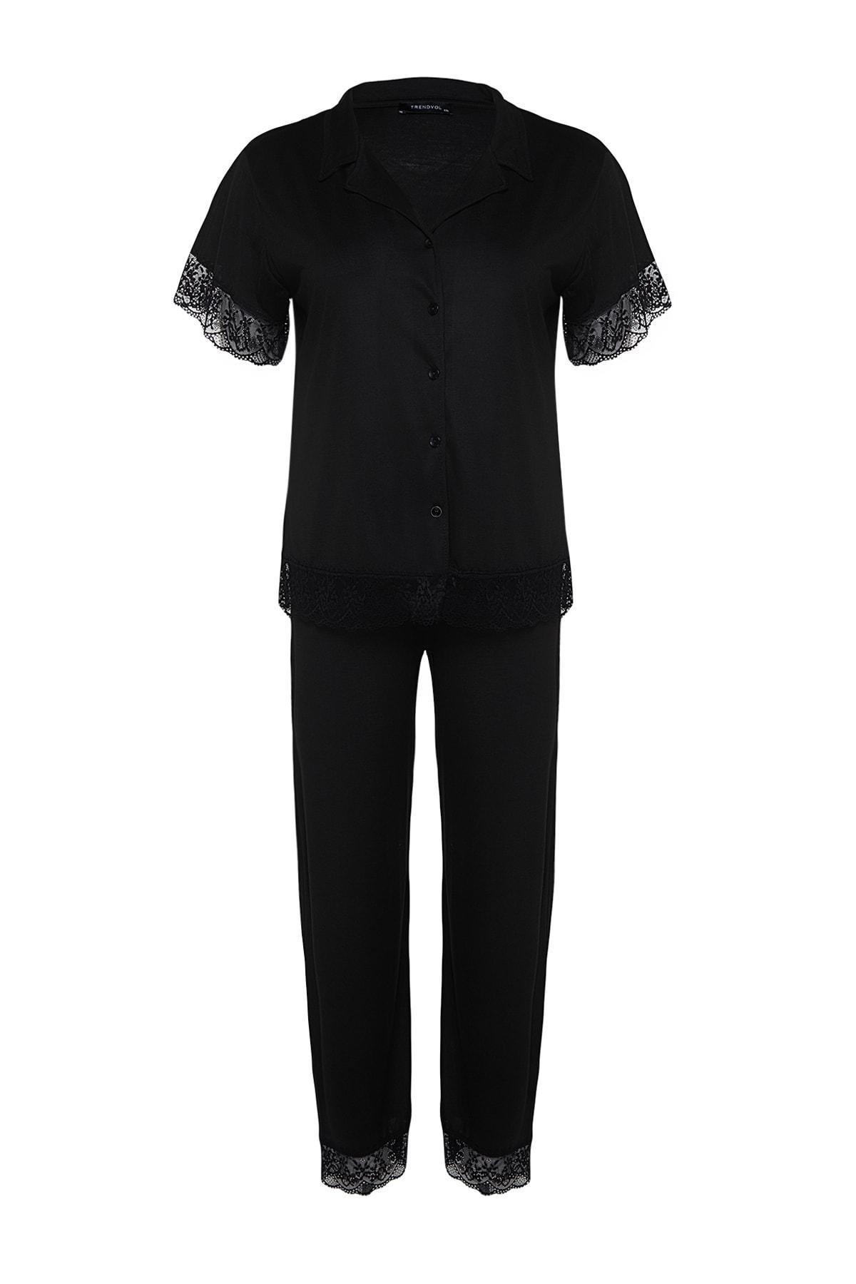 Black Polka Dot Plus Size Pajama Set, , large image number 5