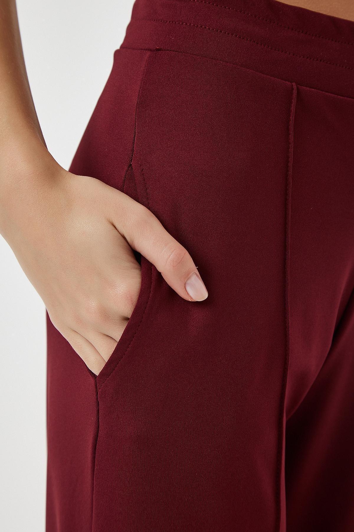 Red High Waist Pants, Burgundy, large image number 2