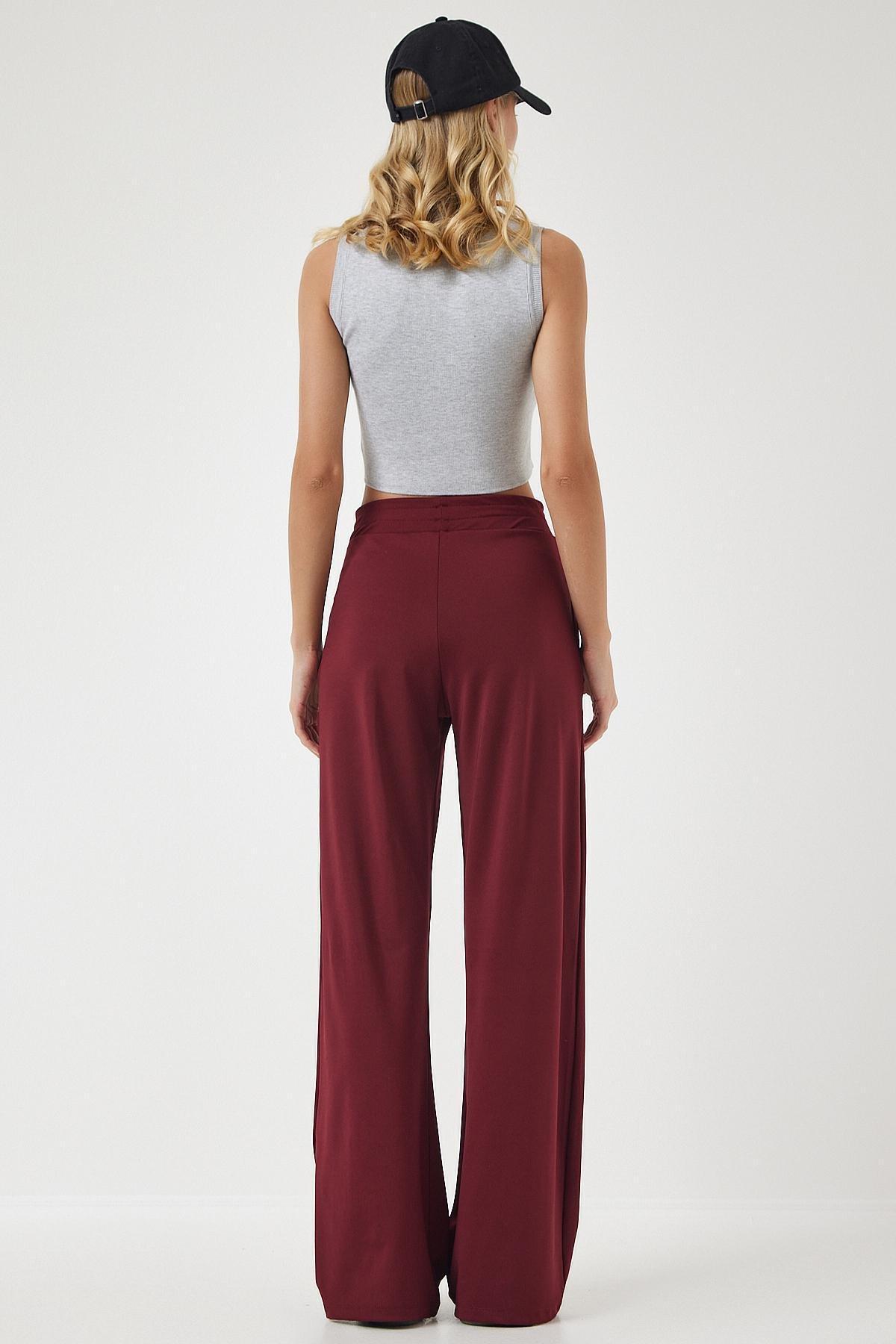 Red High Waist Pants, Burgundy, large image number 3