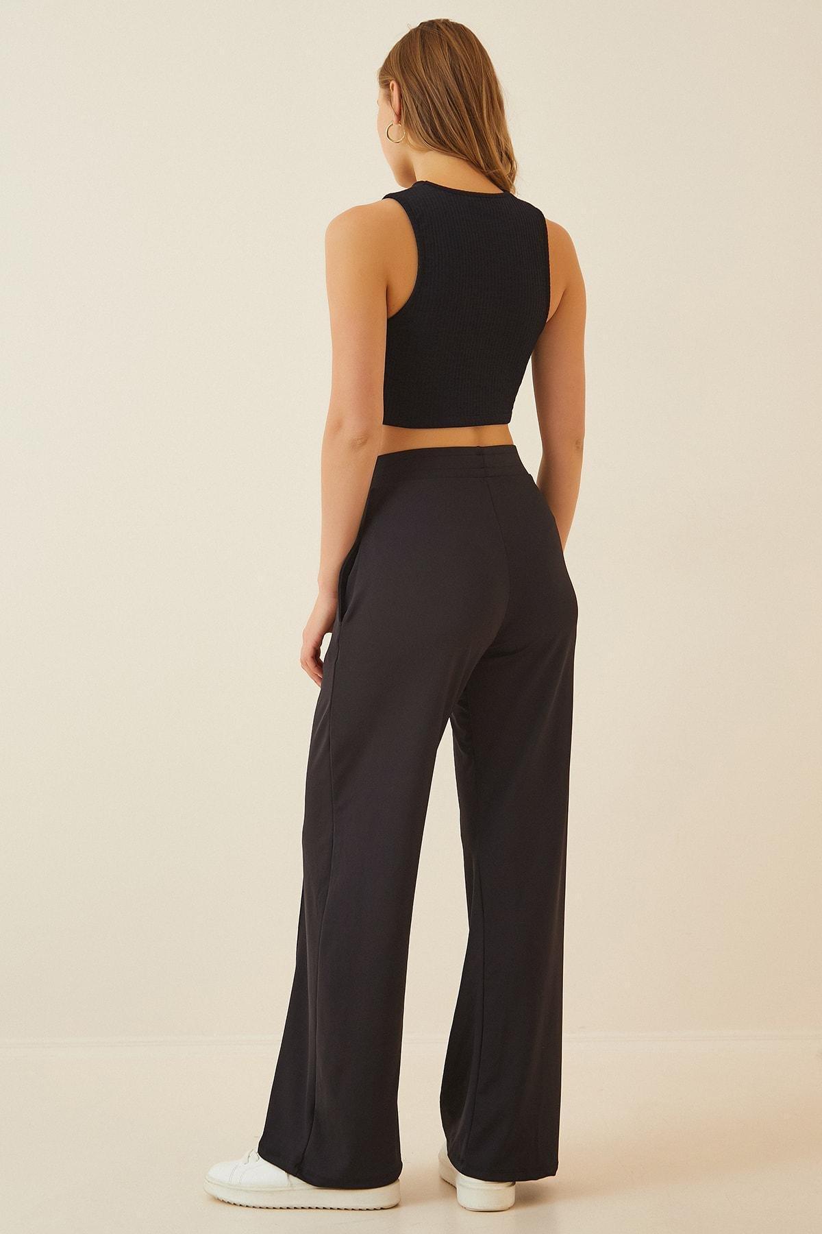 Black Relaxed Wide Leg Pants, , large image number 2