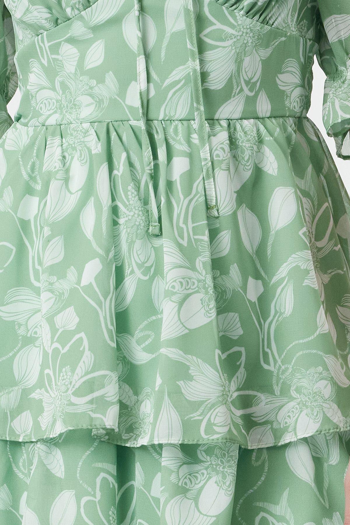Mint Floral Baby Doll Mini Dress, , large image number 2