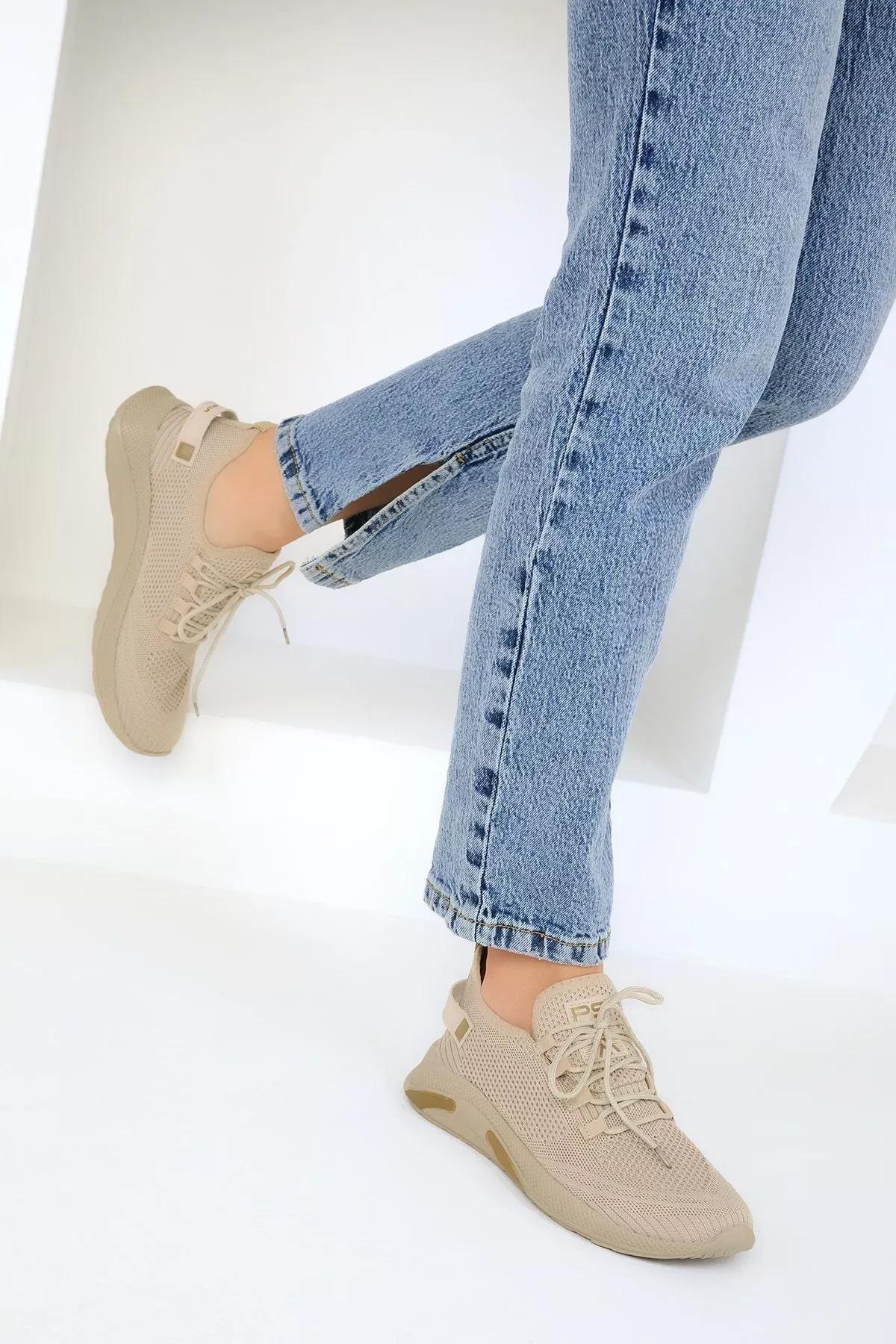 Beige Flat Sneakers, , large image number 1