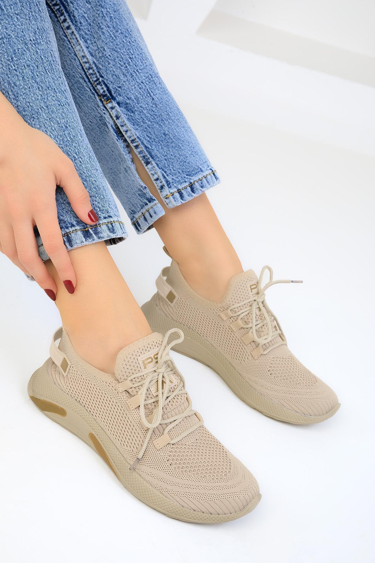 Beige Flat Sneakers, , large image number 4