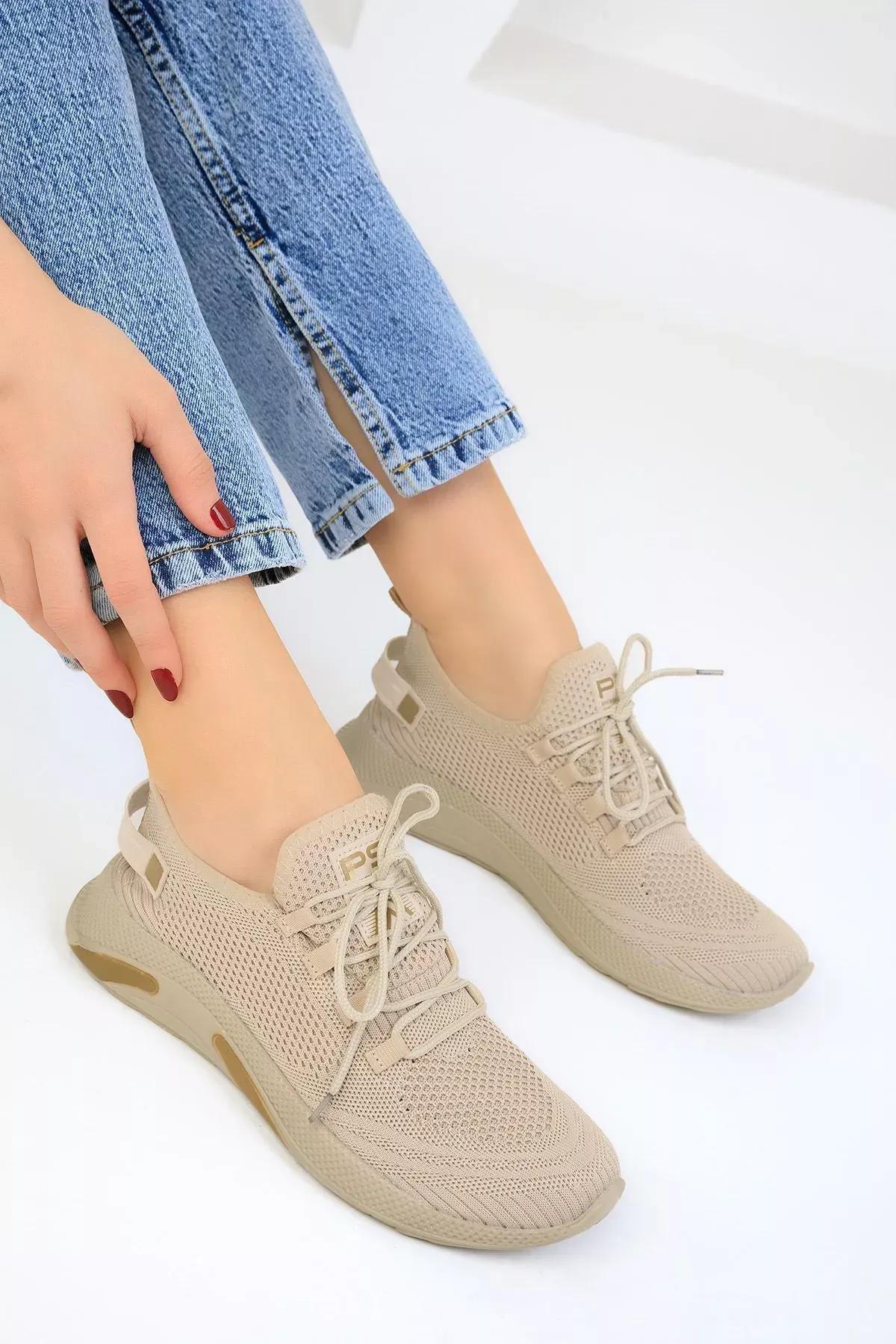 Beige Flat Sneakers, , large image number 5