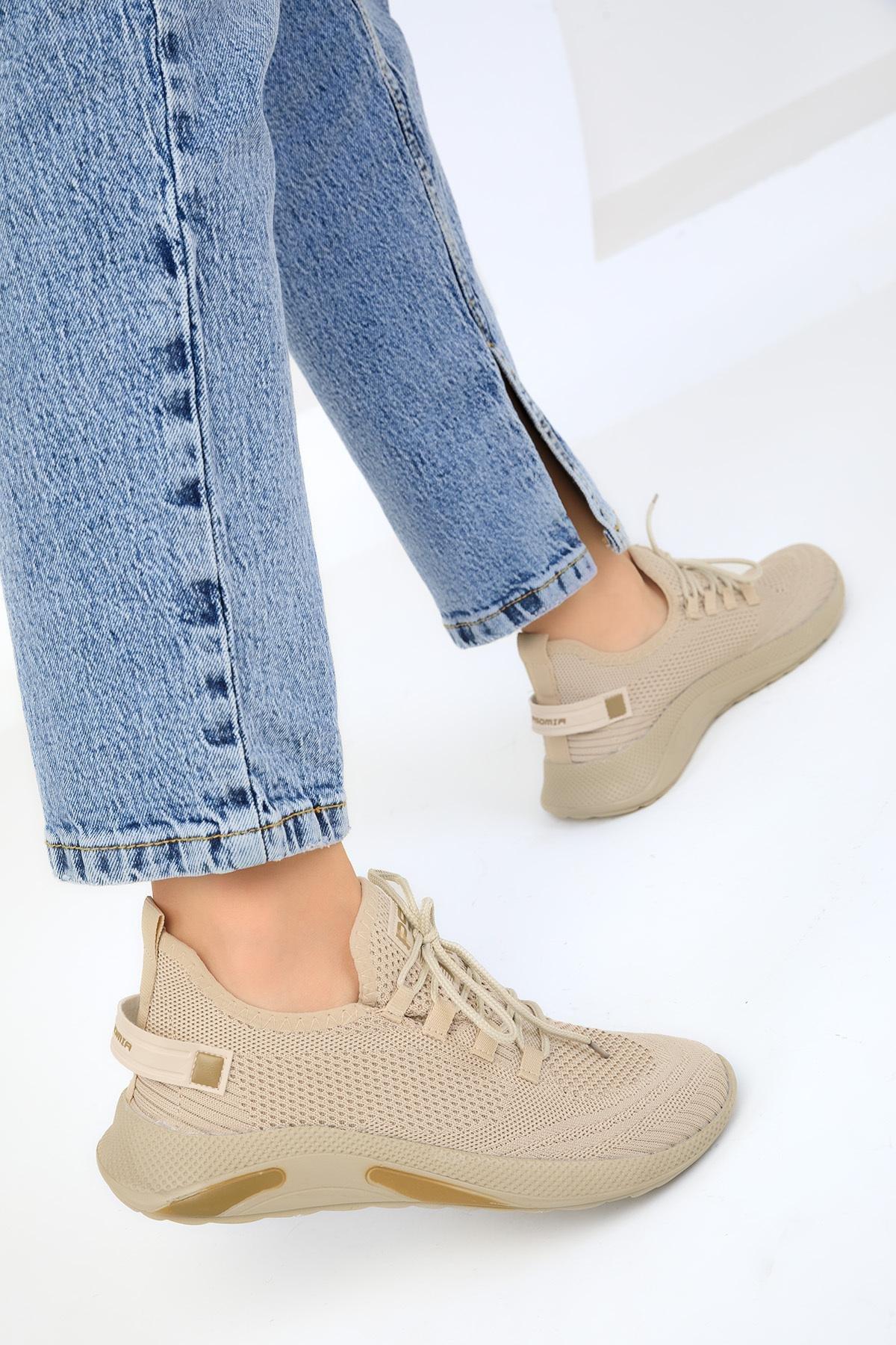 Beige Flat Sneakers, , large image number 6
