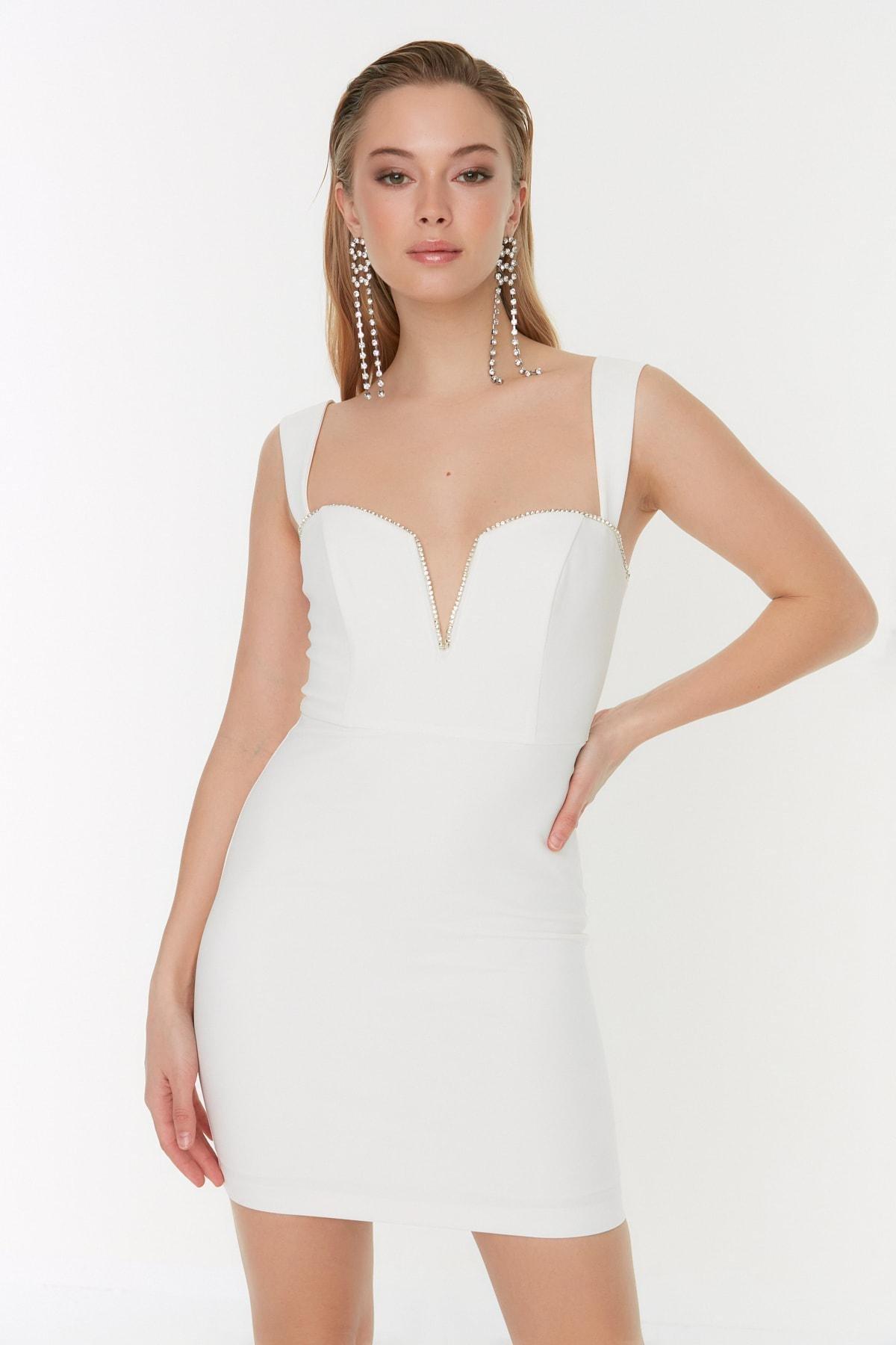 Trendyol - White Shiny Stone Dress