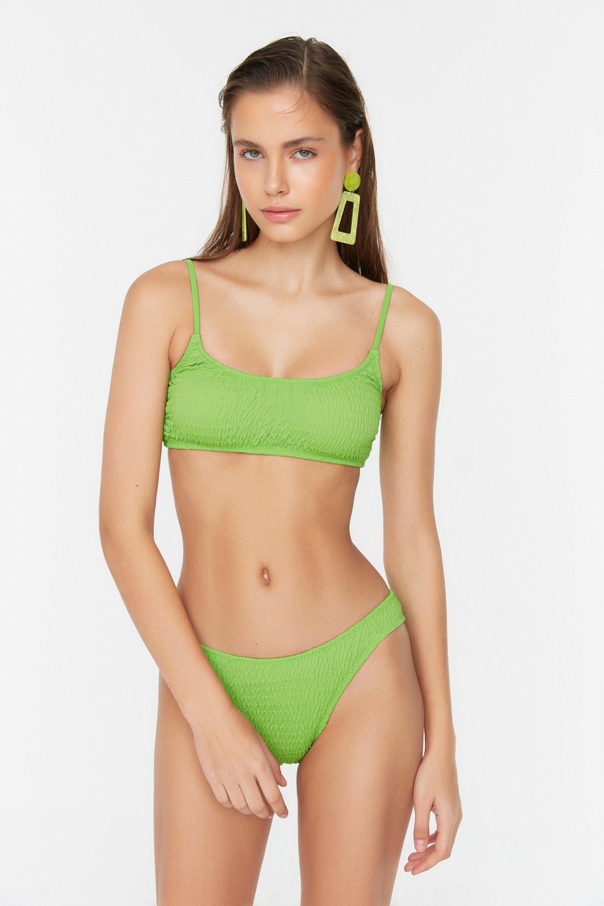 Trendyol - Green Floral Bikini Bottom