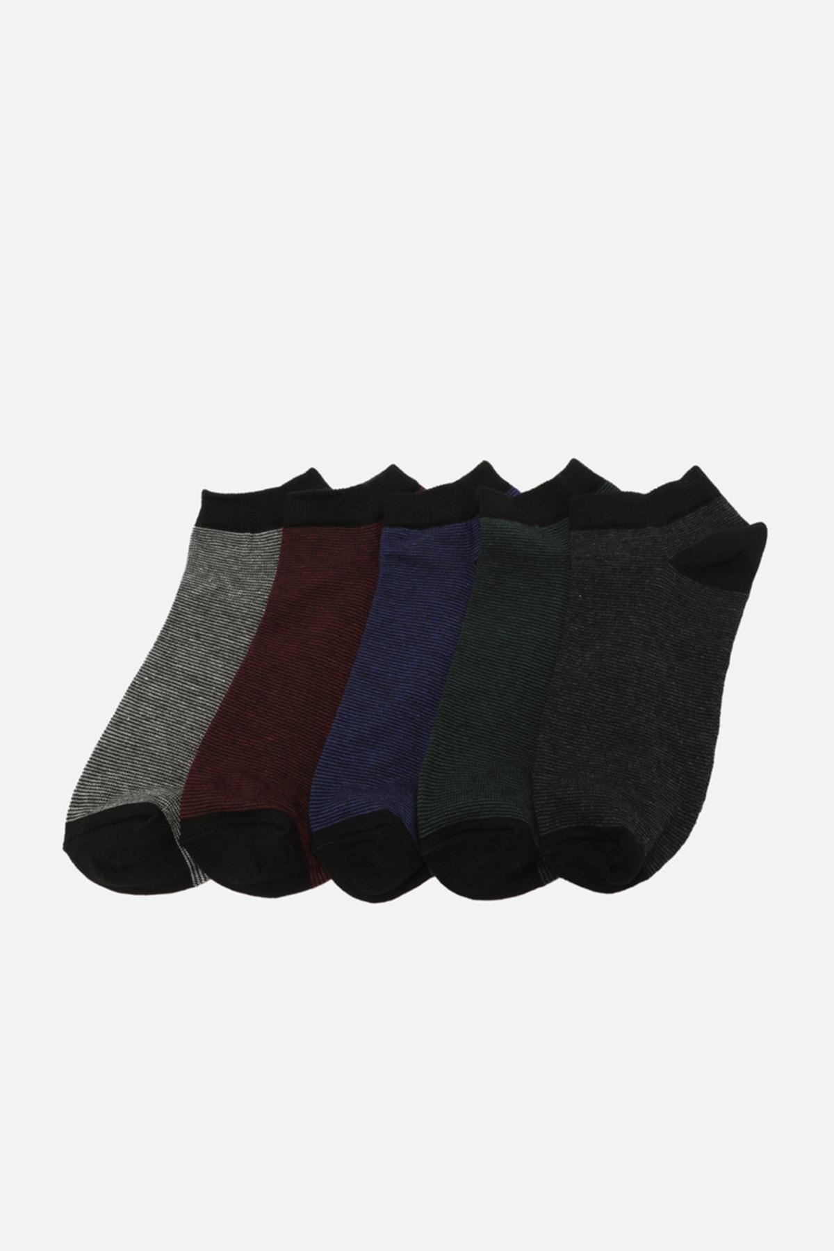 Multicolour Cotton Striped Socks, Set Of 5, Multicolor, large image number 0