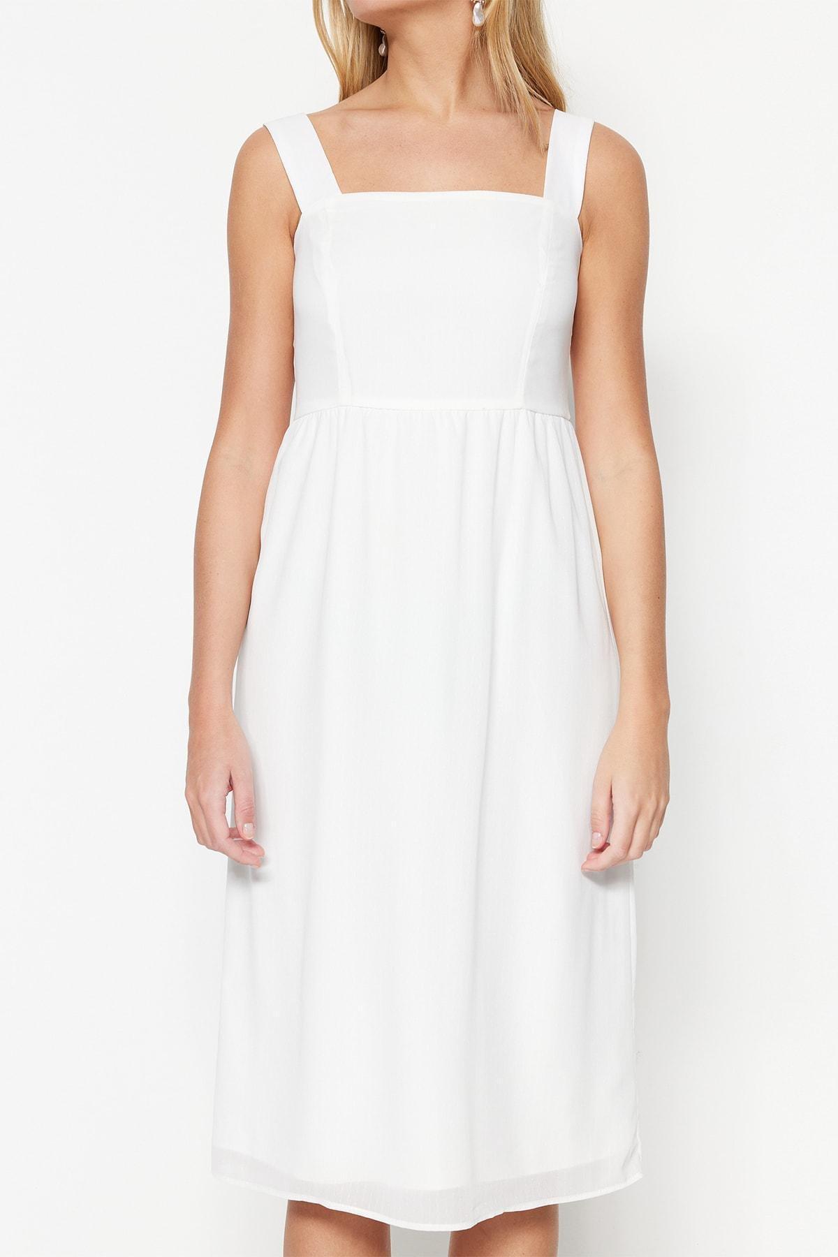 Ecru Midi Dress, , large image number 6
