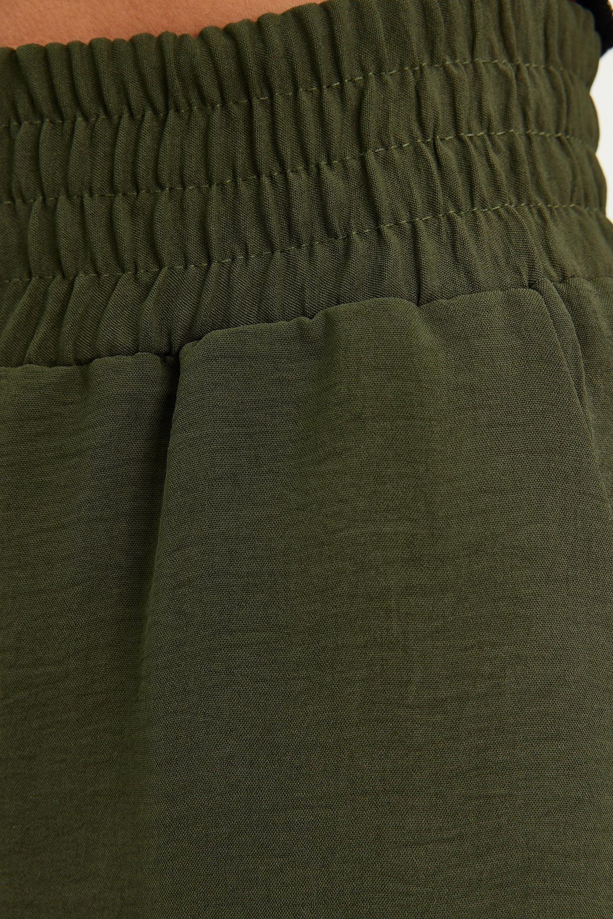 Khaki Wide Leg Elastic Waist Woven Trousers, , large image number 4