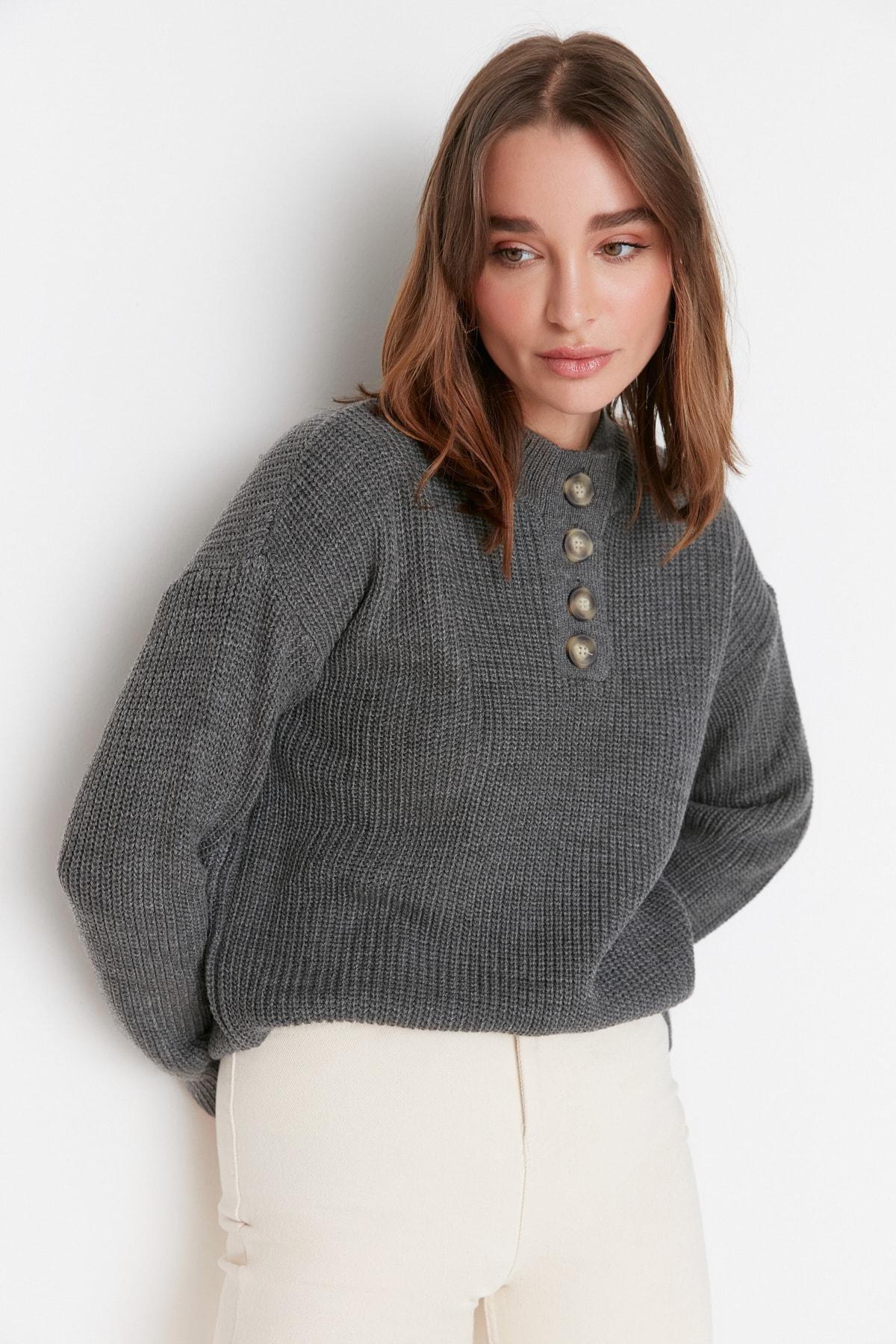 Trendyol - Gray Plain Sweater