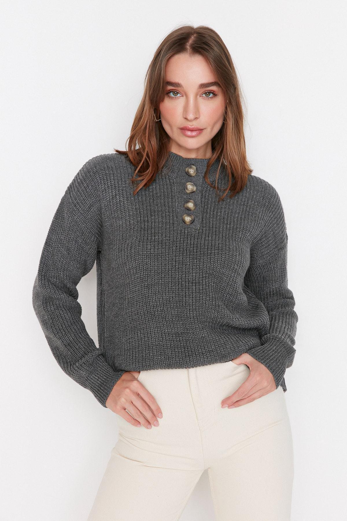 Trendyol - Gray Plain Sweater