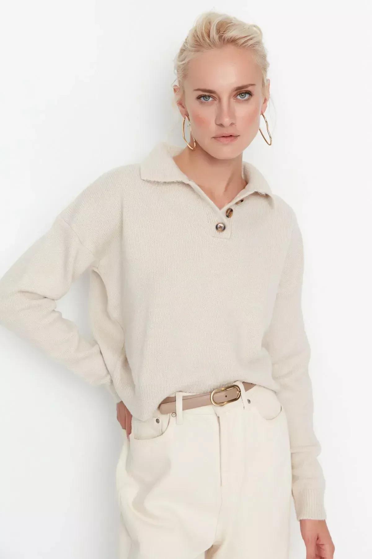 Beige Polo Neck Sweater, , large image number 2