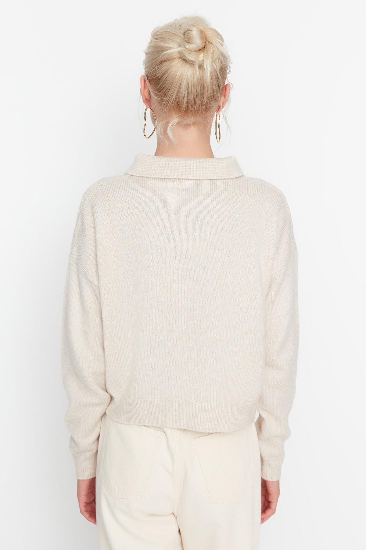 Beige Polo Neck Sweater, , large image number 4