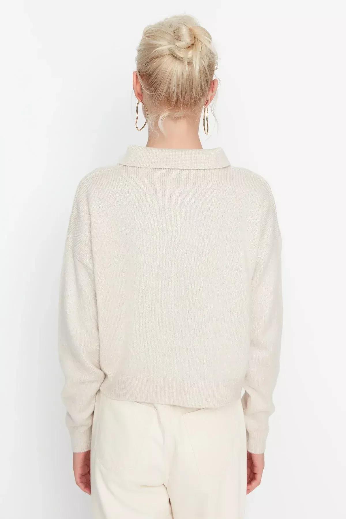 Beige Polo Neck Sweater, , large image number 4