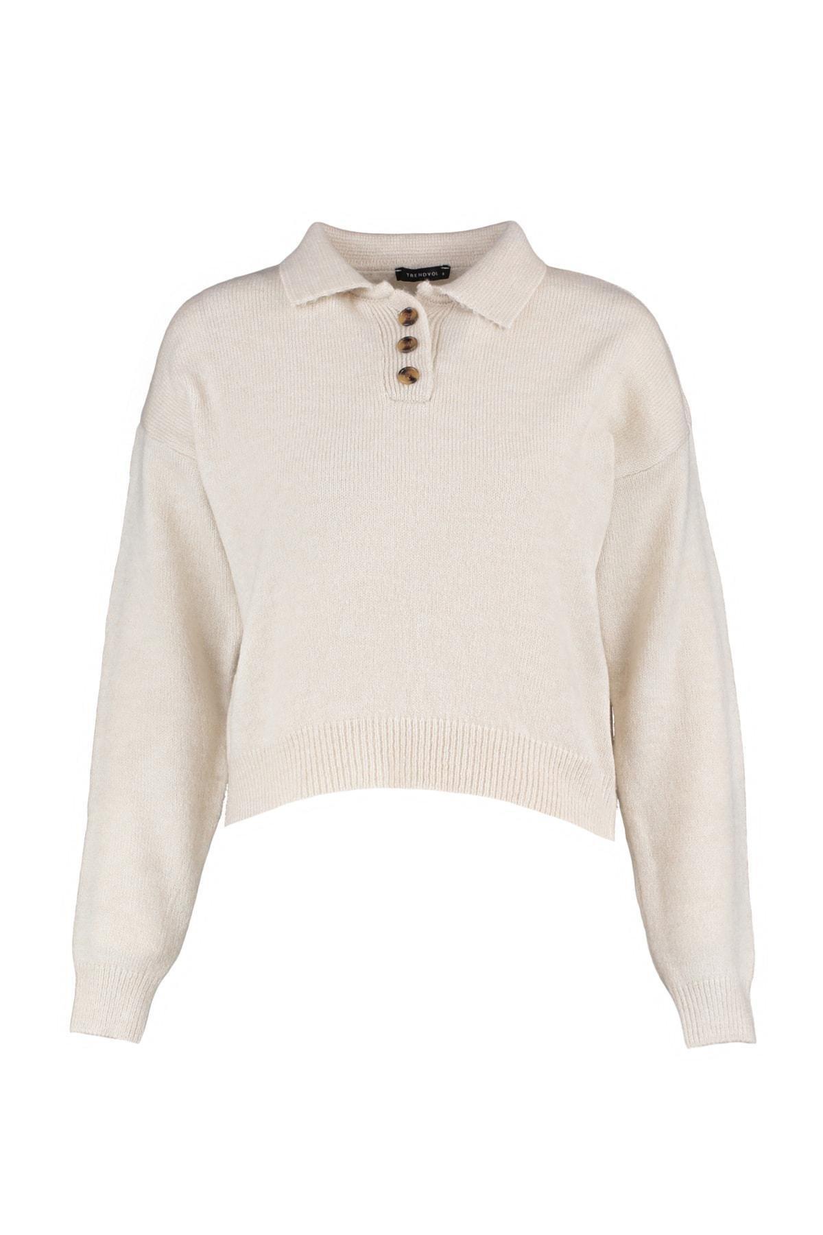 Trendyol - Beige Polo Neck Sweater