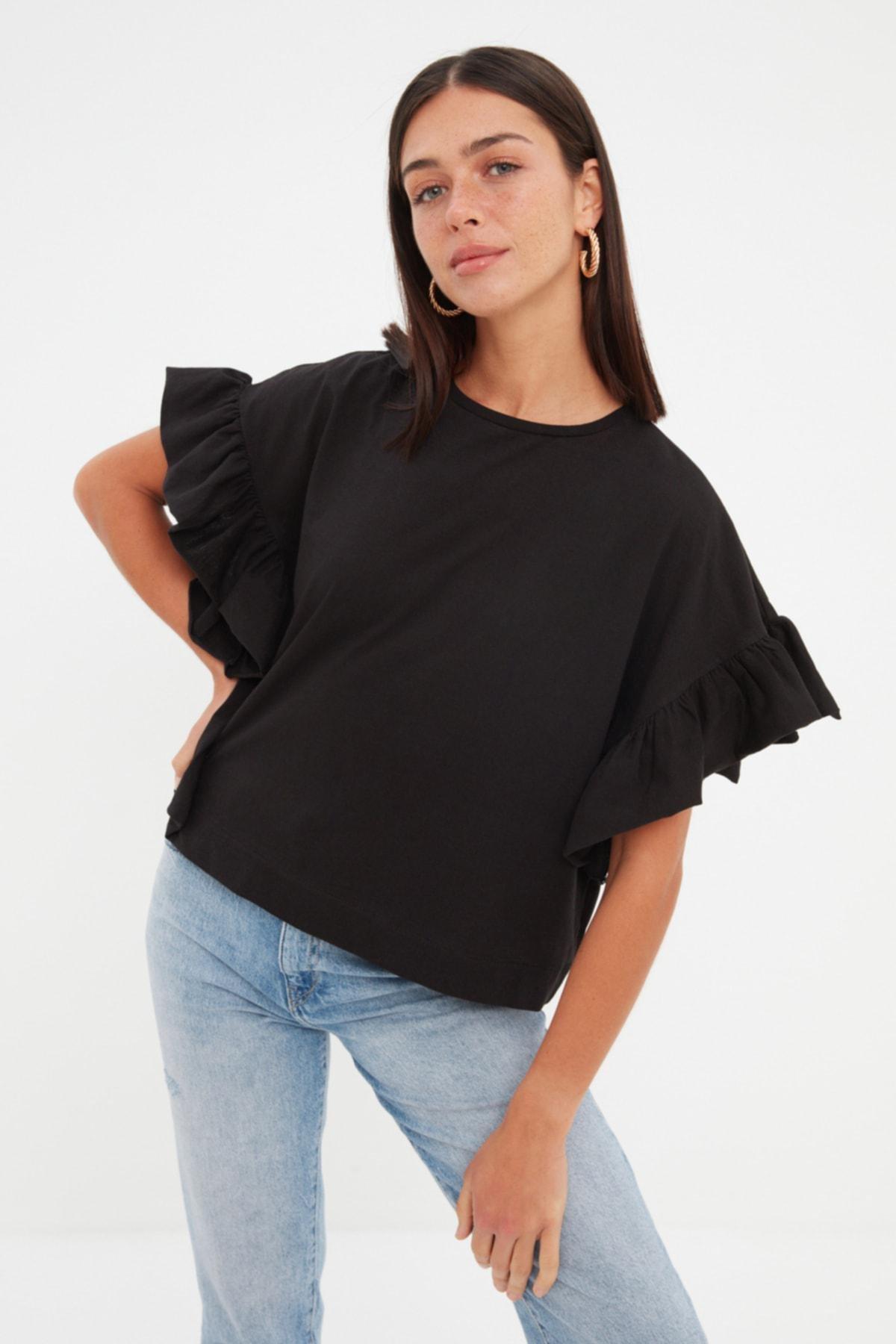 Black Crew Neck T-Shirt, , large image number 1