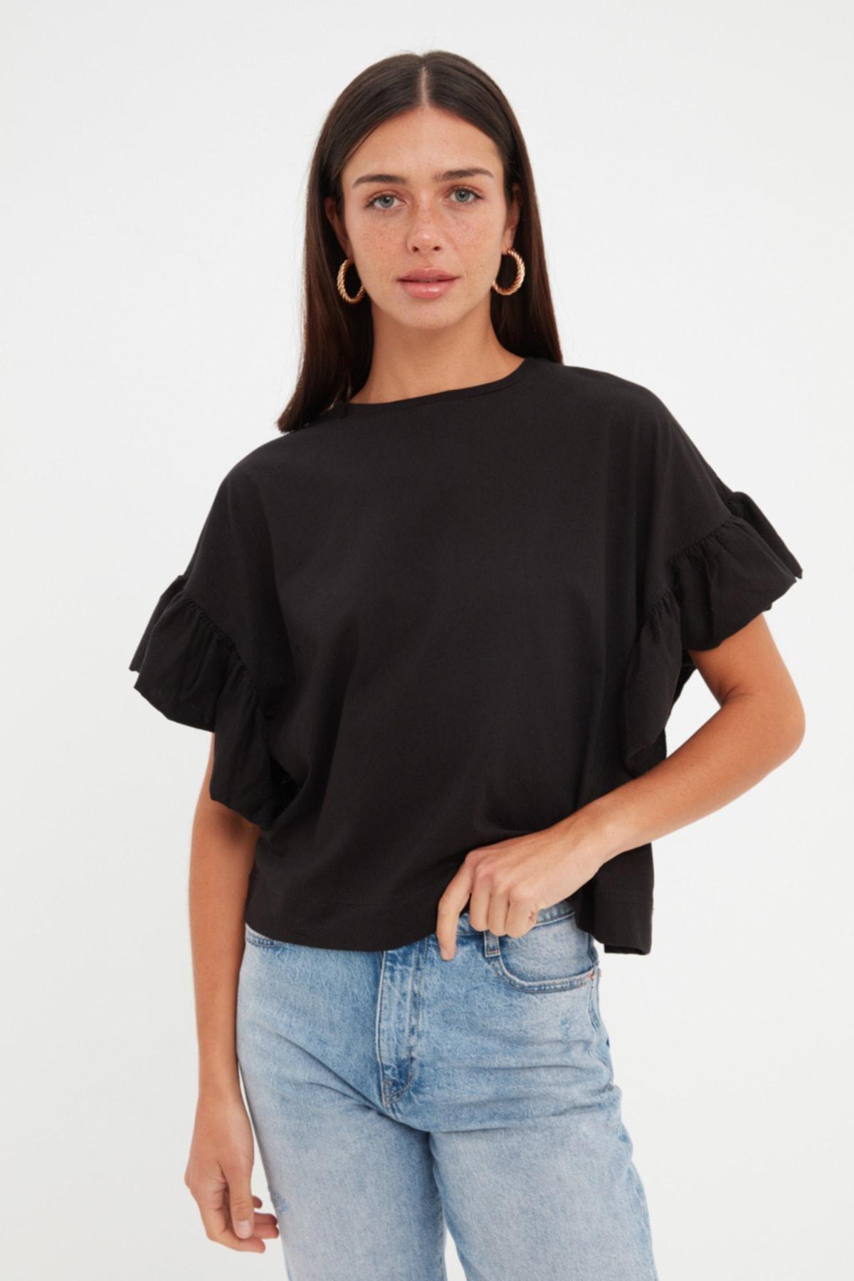 Black Crew Neck T-Shirt, , large image number 2