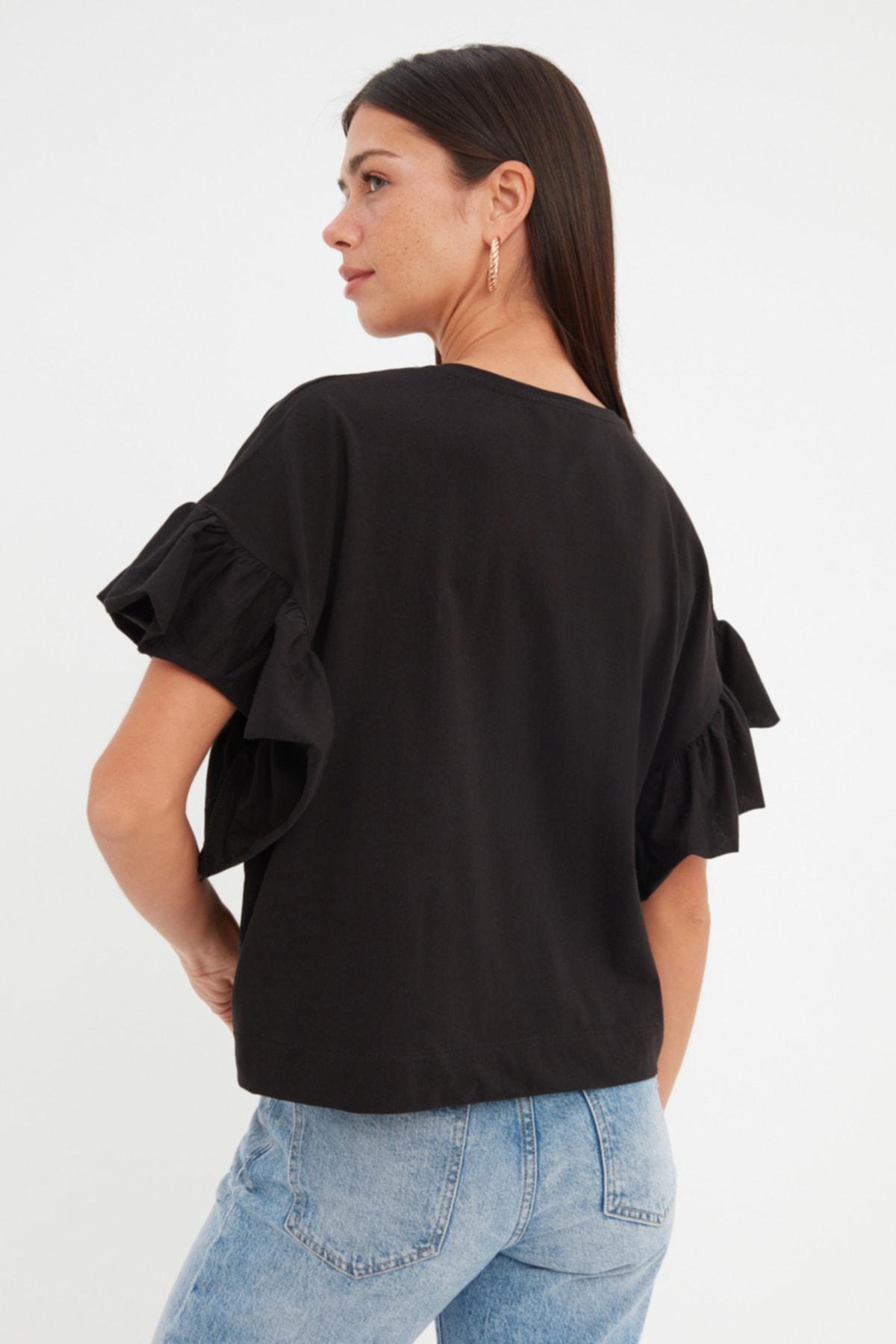 Black Crew Neck T-Shirt, , large image number 4