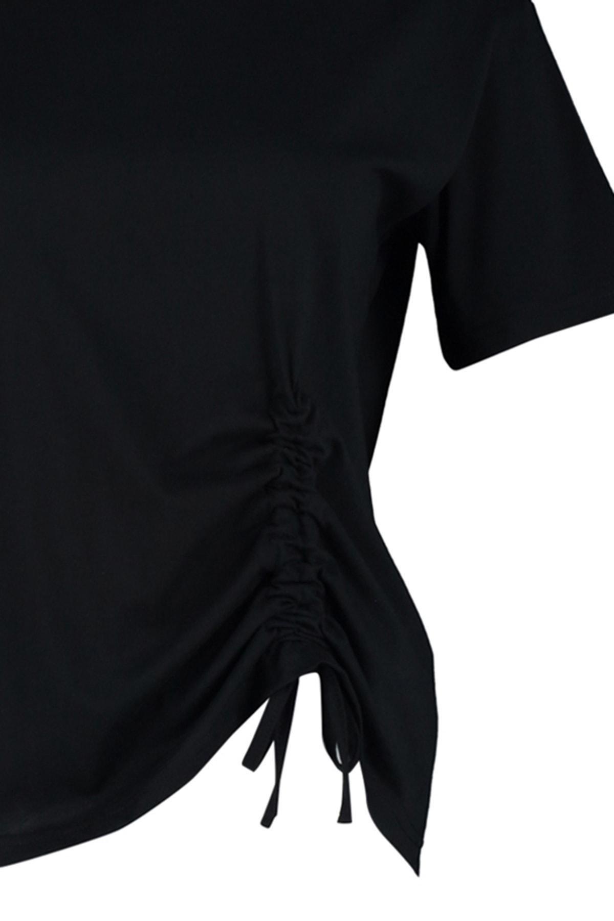 Black Crew Neck Plus Size T-Shirt, Black, large image number 6