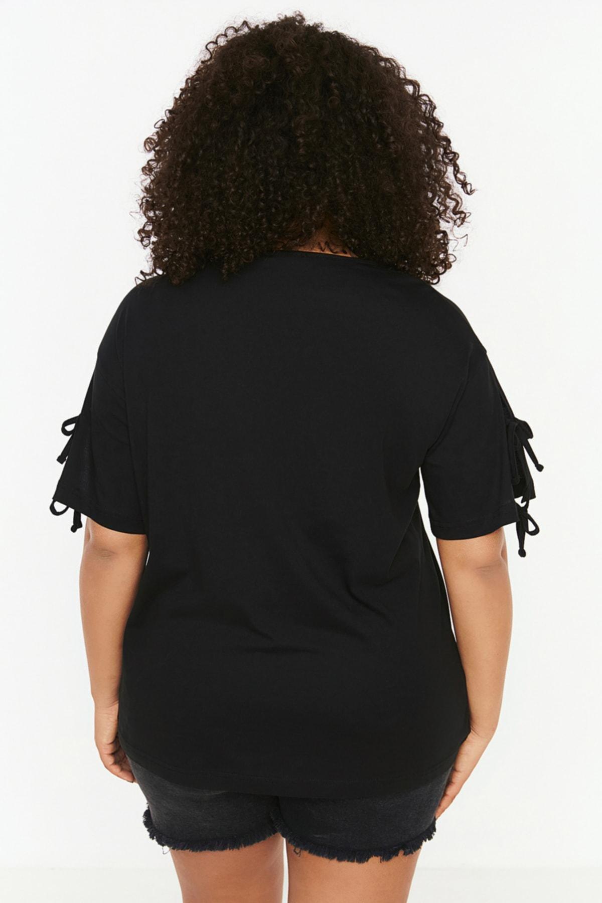 Black Relaxed Plus Size Tshirt, , large image number 4