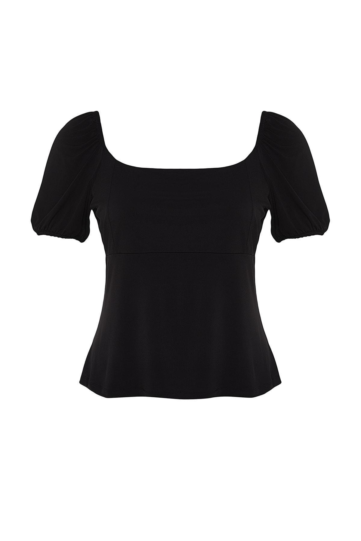 Black Regular Plus Size Blouse, Black, large image number 5