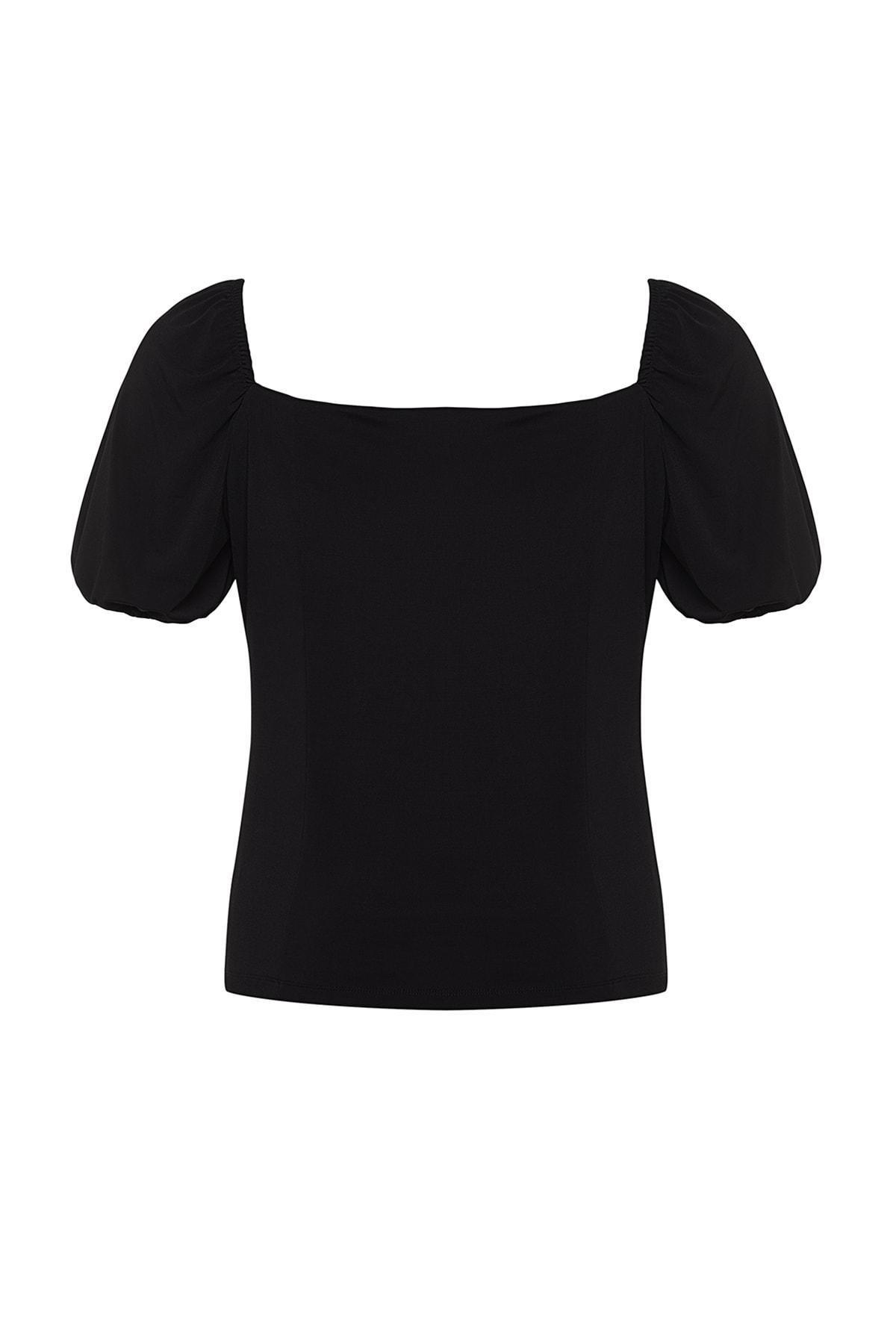 Black Regular Plus Size Blouse, Black, large image number 7