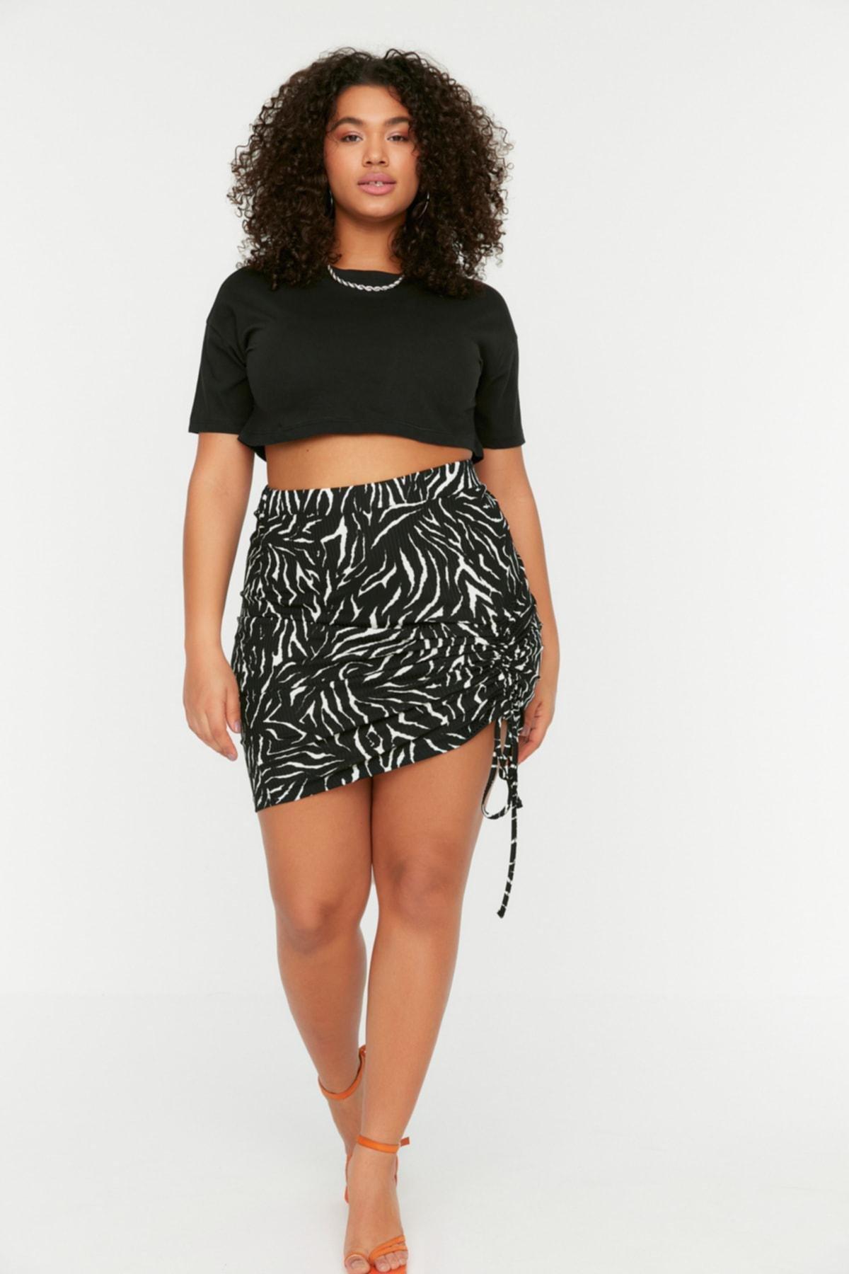 Multicolour Mini Plus Size Skirt, , large image number 0