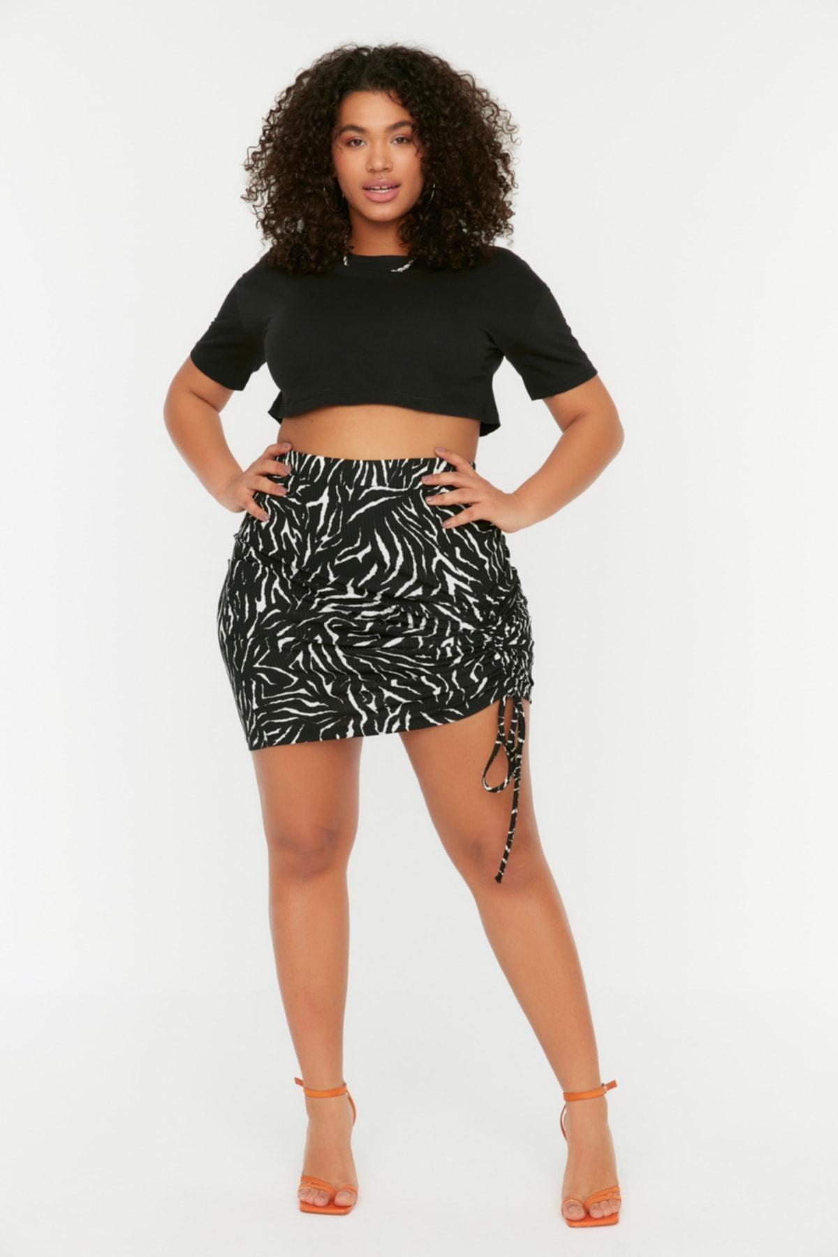Multicolour Mini Plus Size Skirt, , large image number 1