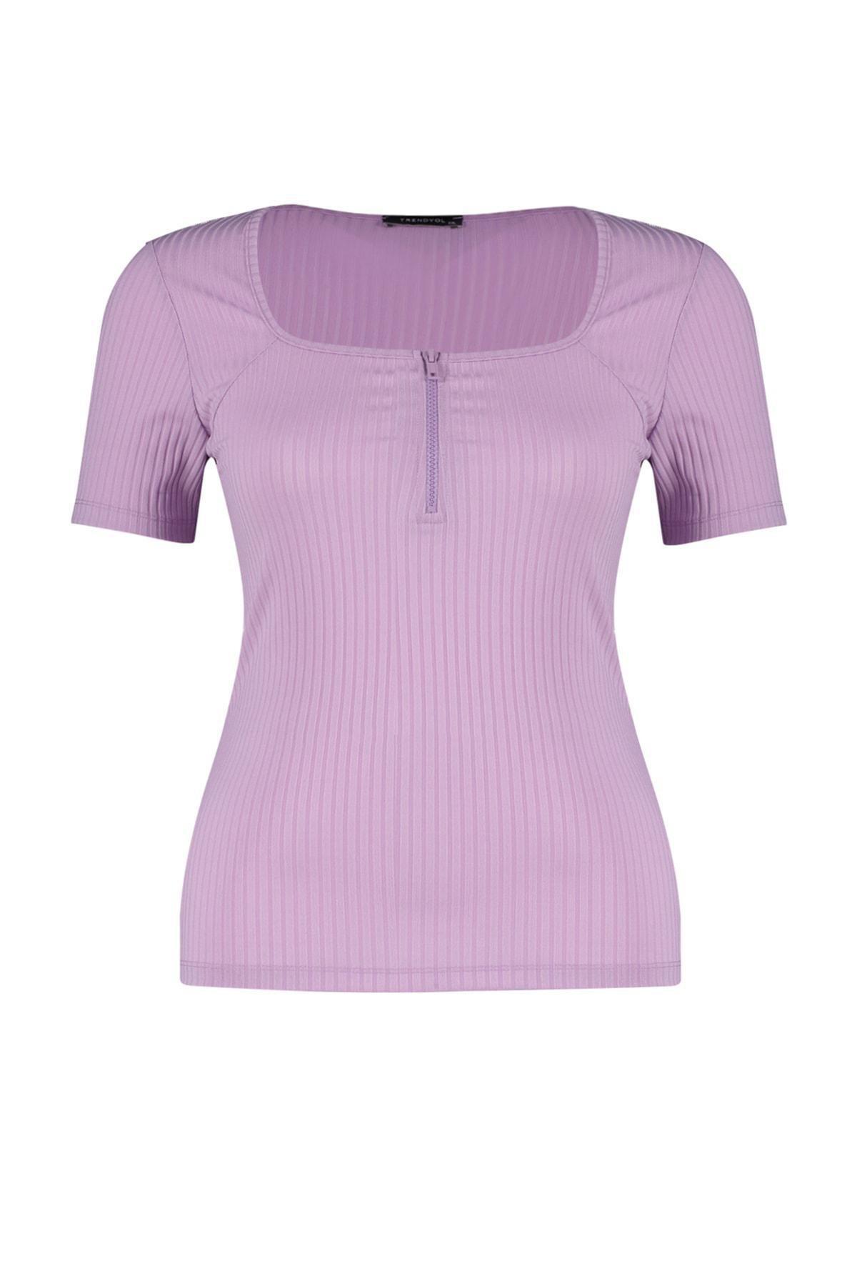 Trendyol - Purple Fitted Plus Size Blouse