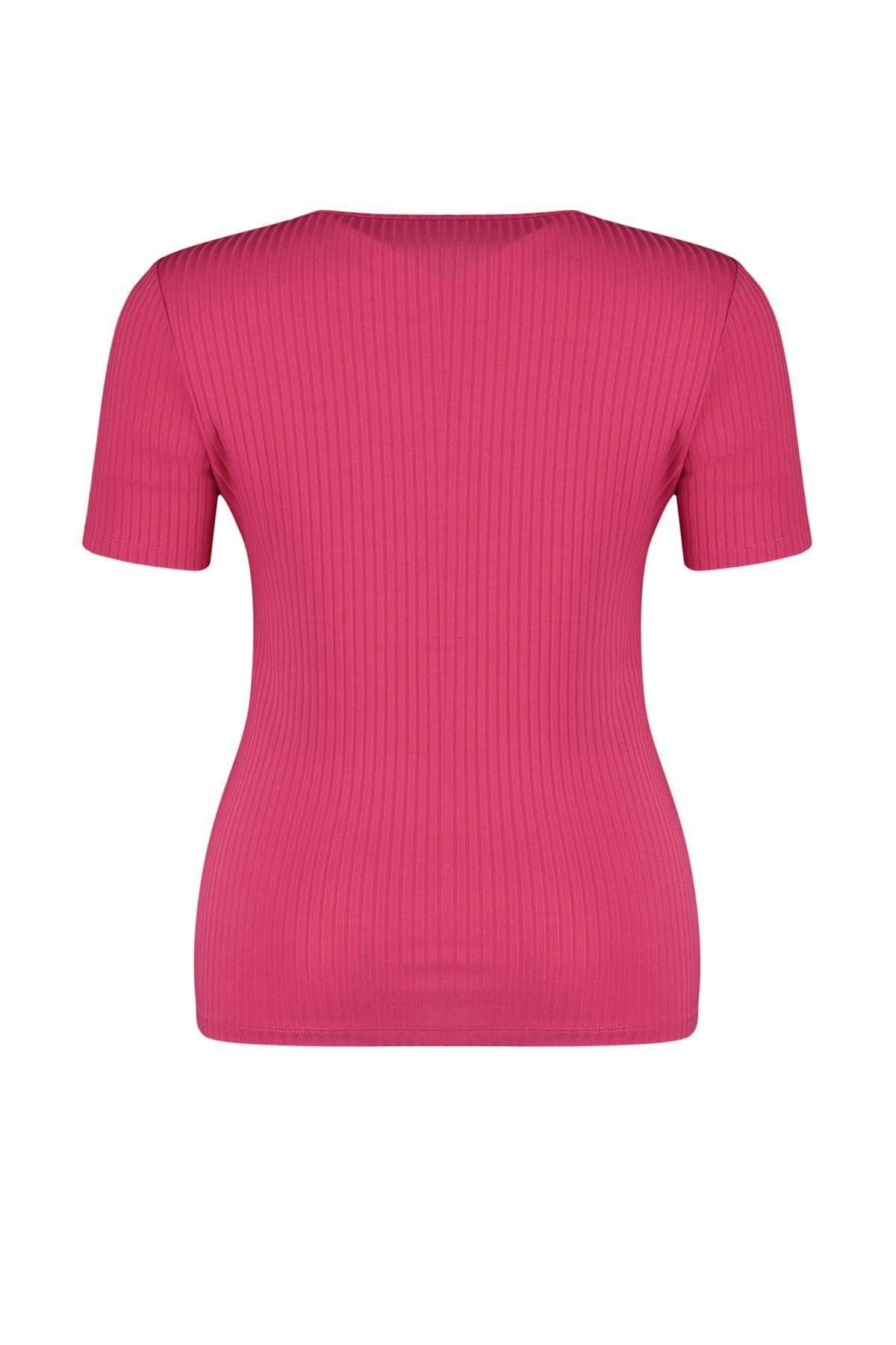 Pink Square Collar Plus Size Blouse, , large image number 7